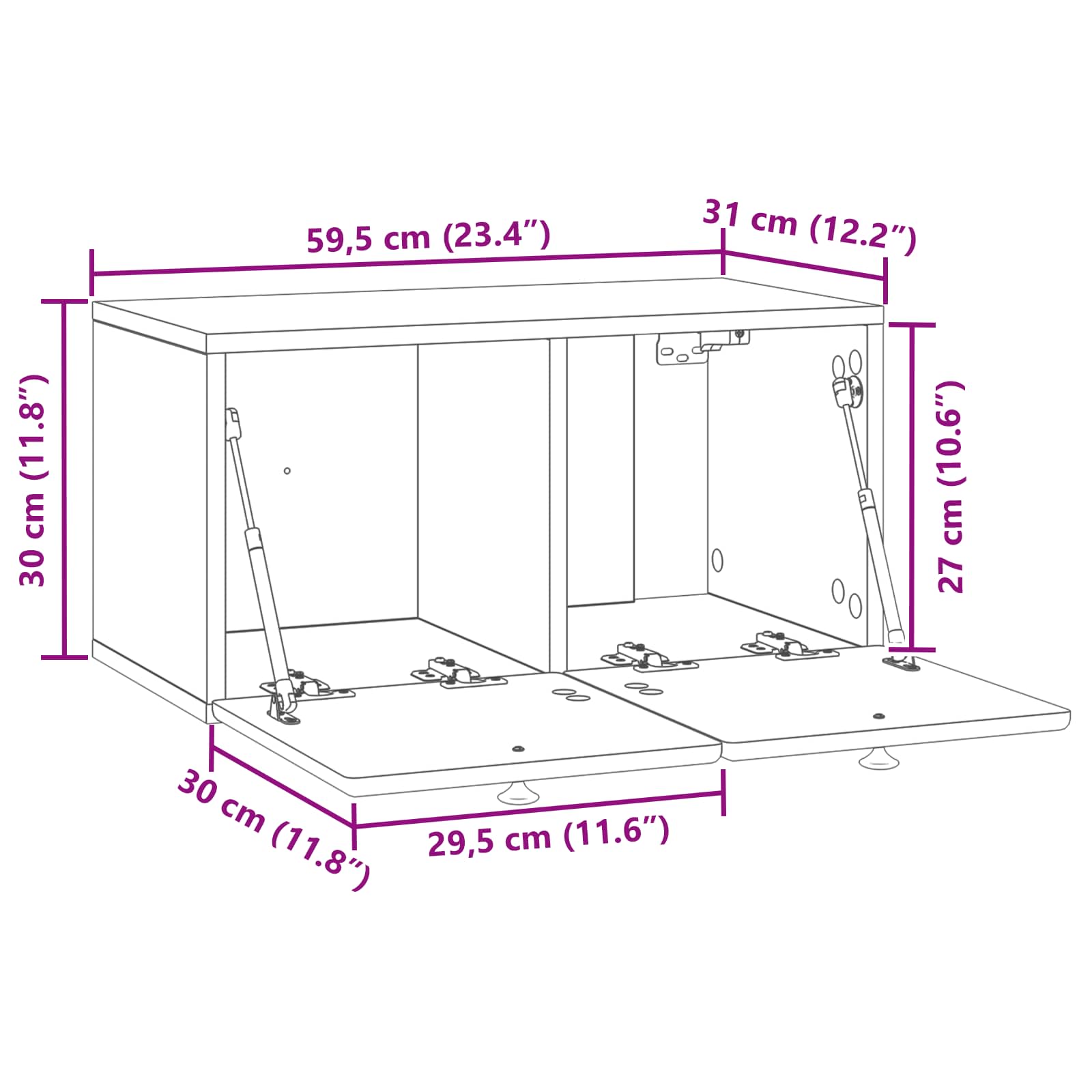 TV ormar za zid 59,5 x 31 x 30 cm Hrast sonoma