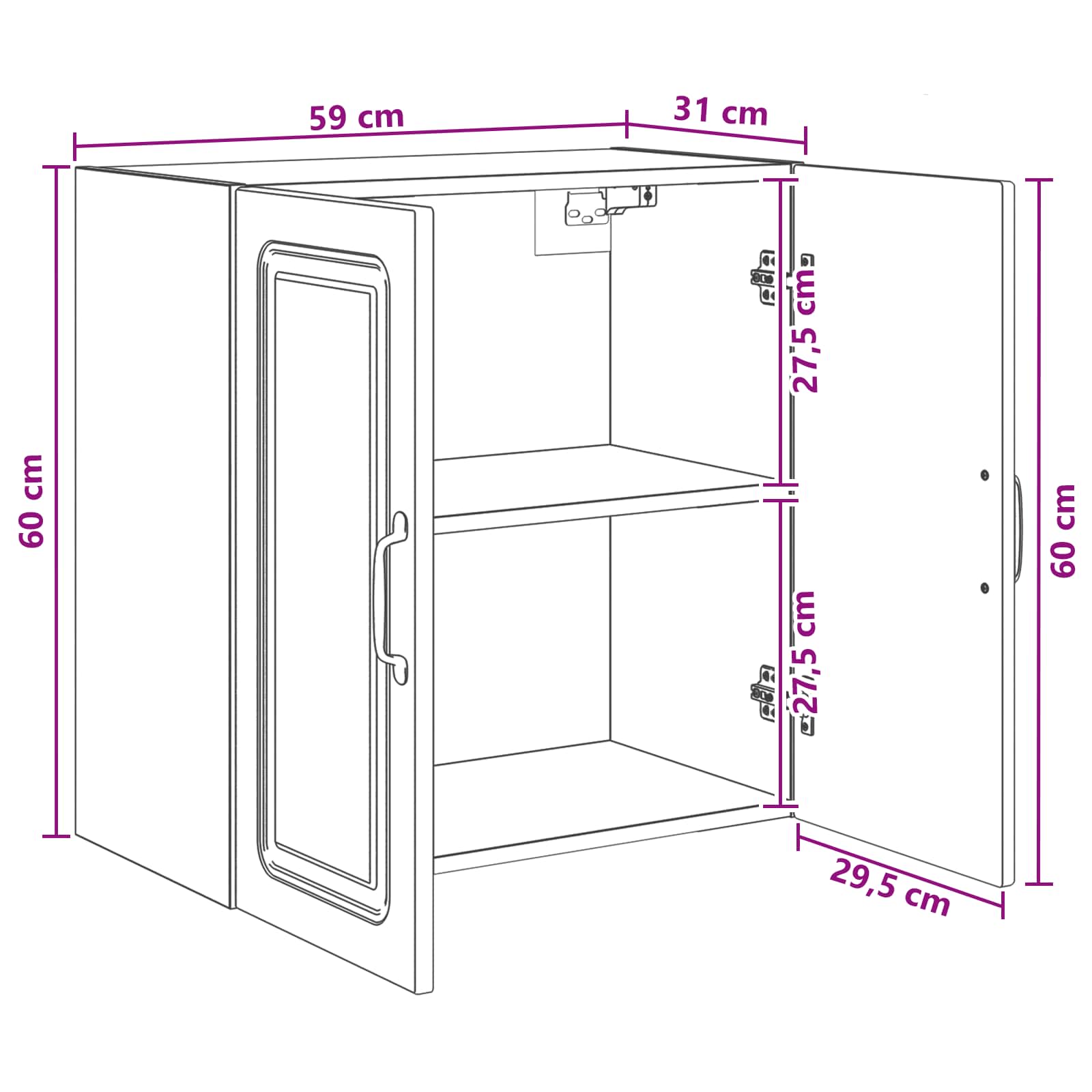 Ormar za montažu na zid Crna 59 x 31 x 60 cm Konstruirano drvo