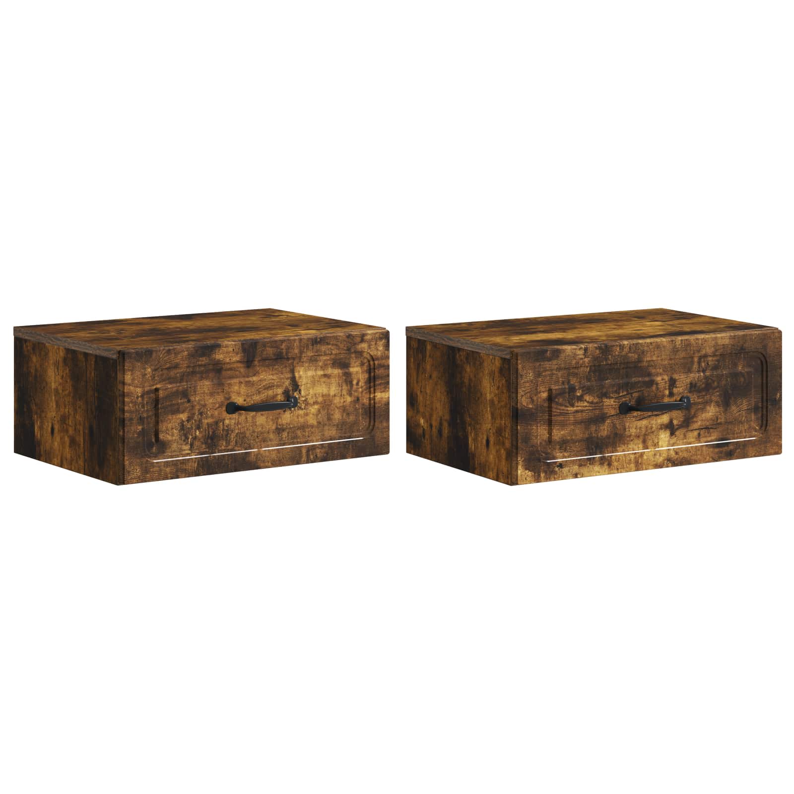 Noćni ormarić za montažu na zid s ladicama 2 pcs Dimljeni hrast