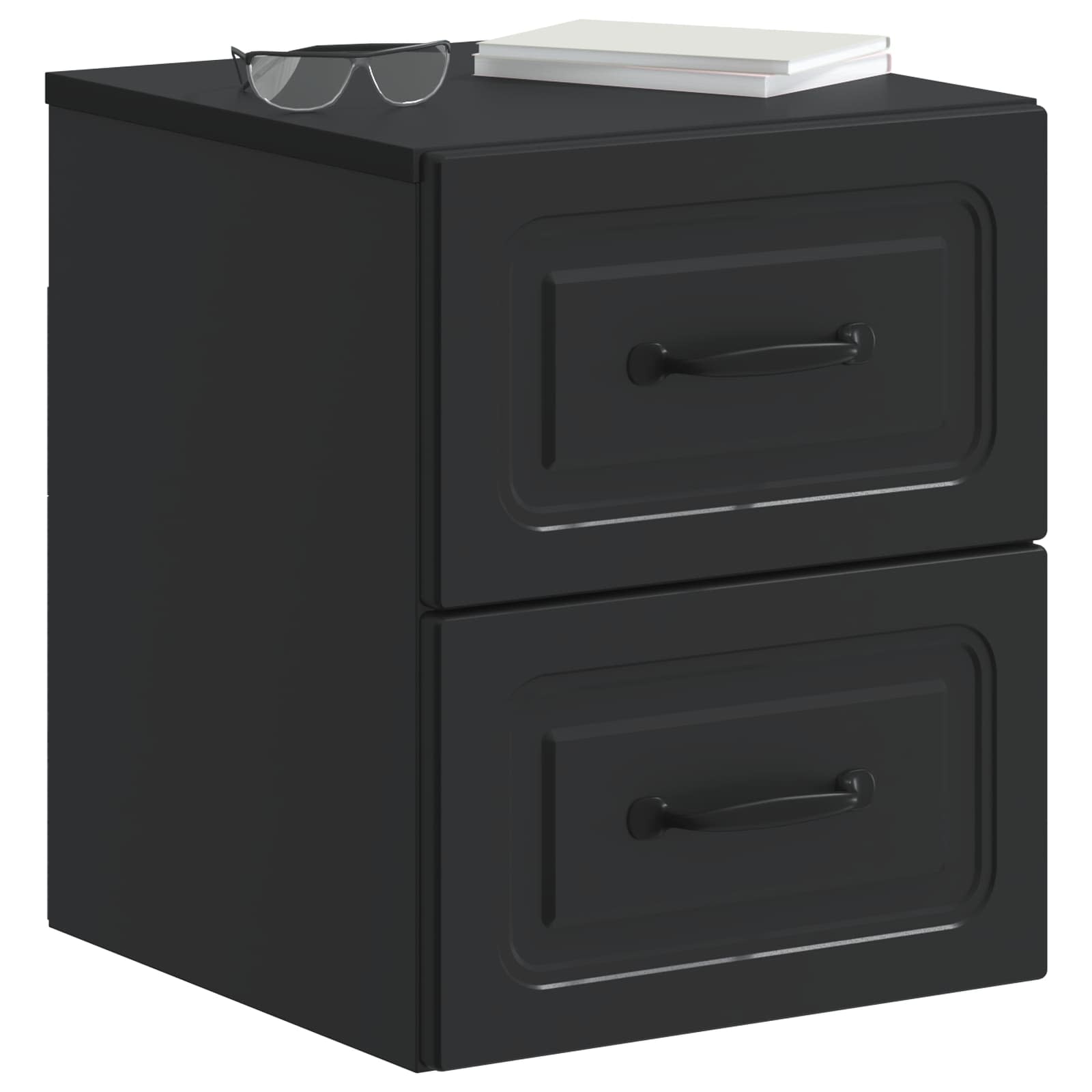 Noćni ormarić za montažu na zid 2 pcs Crna 34,5 x 33 x 40 cm
