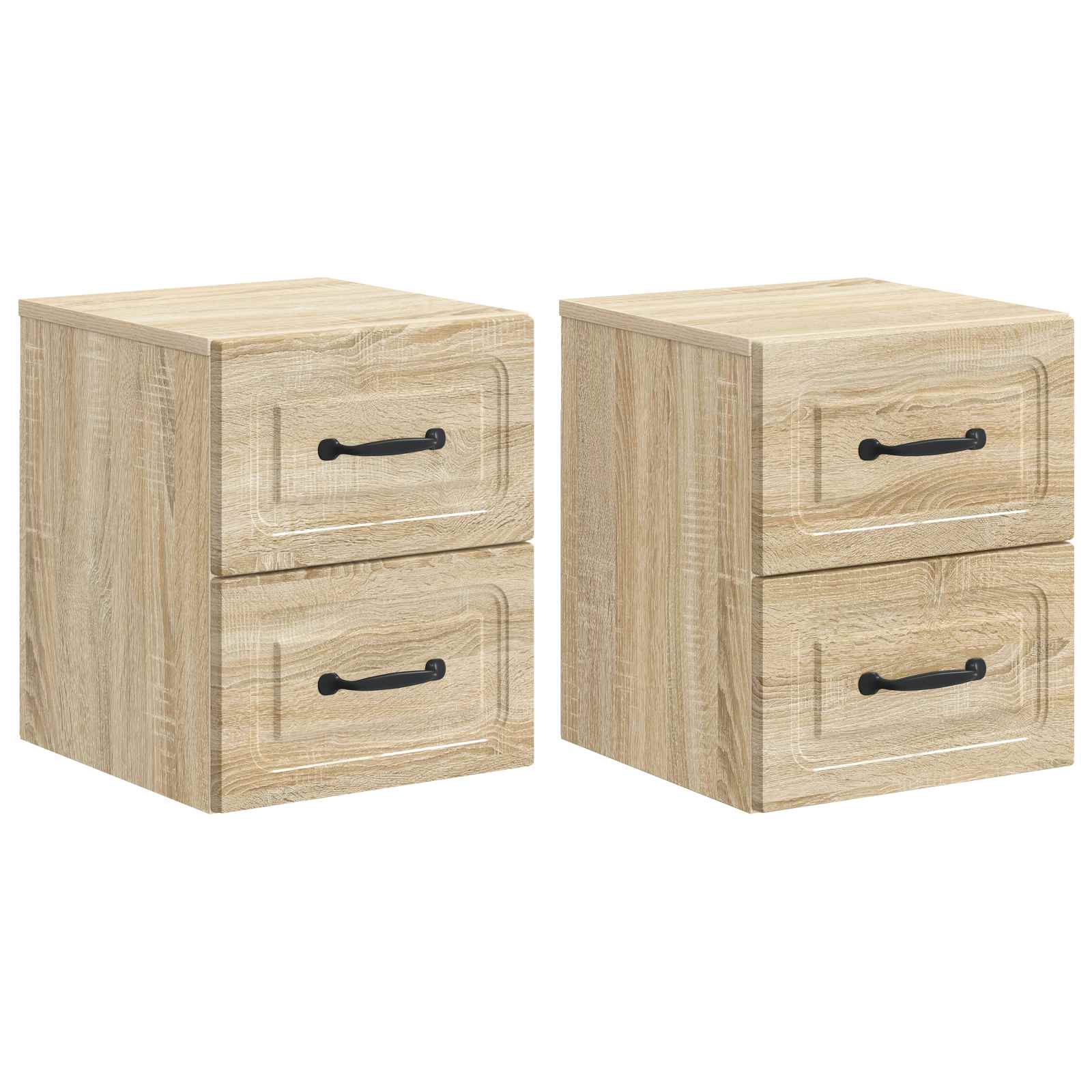 Noćni ormarić za montažu na zid s ladicama 2 pcs Hrast sonoma