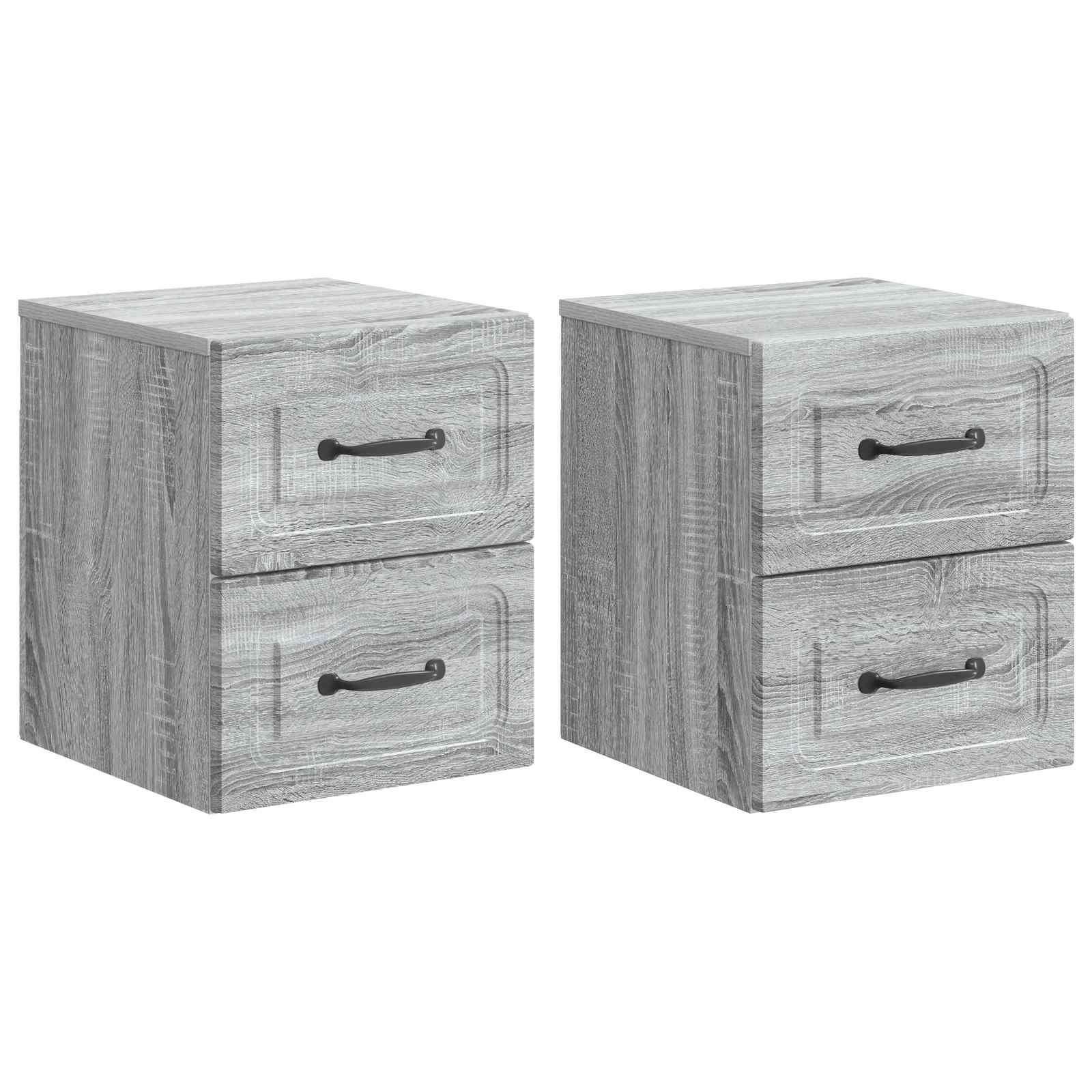 Noćni ormarić za montažu na zid s ladicama 2 pcs Siva sonoma