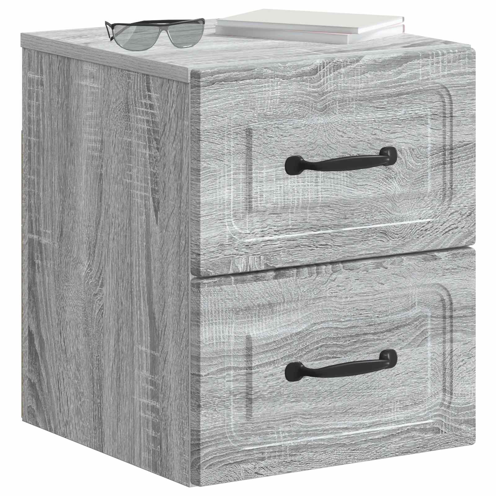 Noćni ormarić za montažu na zid s ladicama 2 pcs Siva sonoma