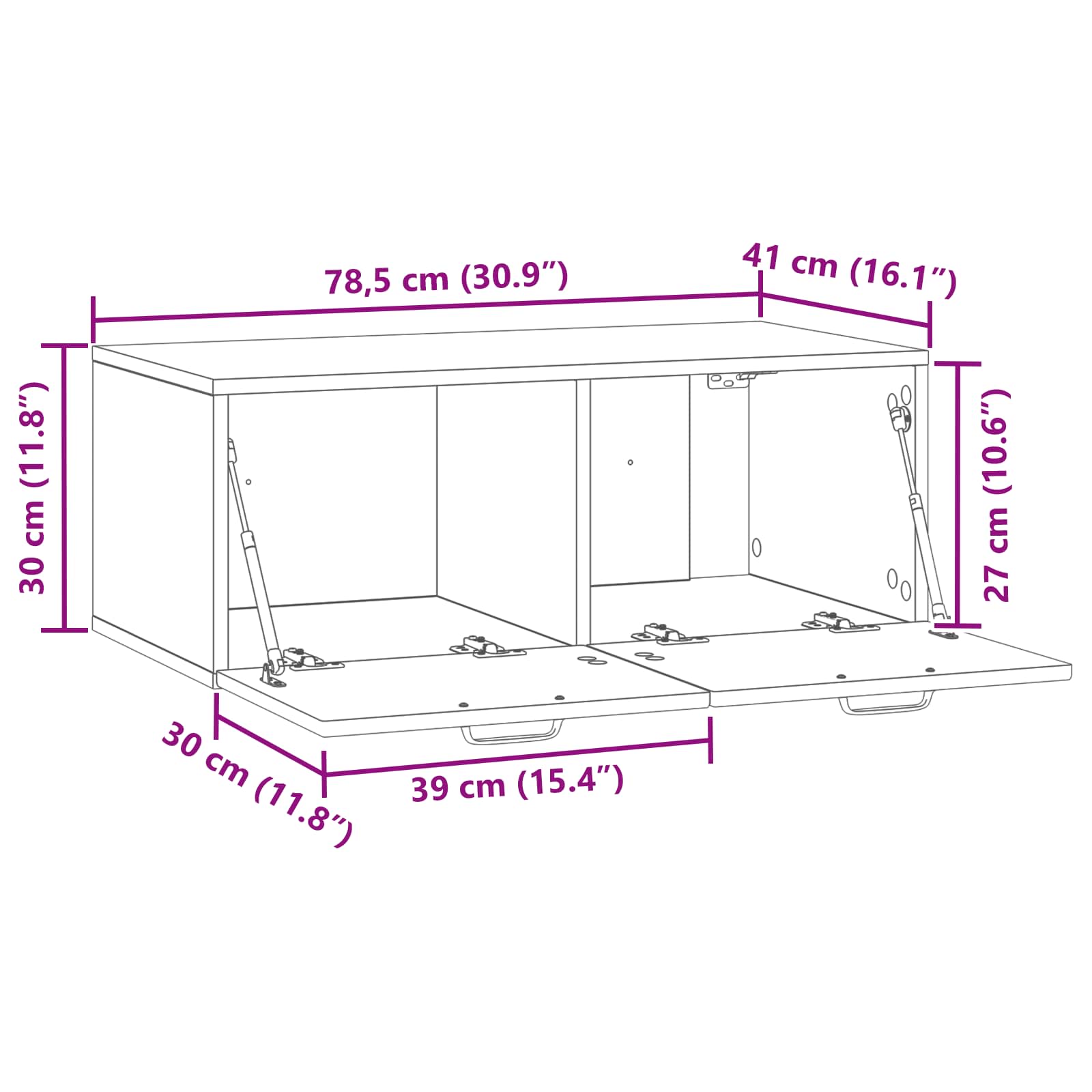 TV ormar za zid Siva sonoma 78,5 x 41 x 30 cm Konstruirano drvo