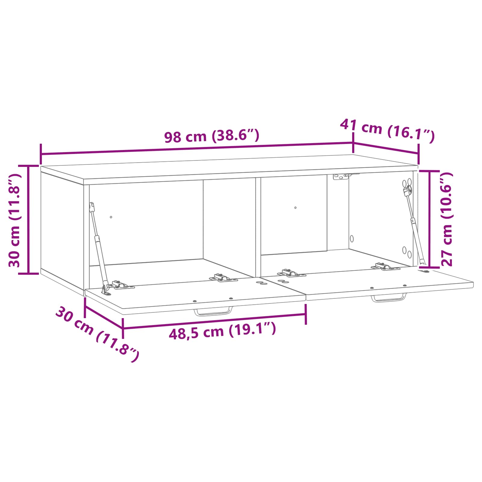 TV ormar za zid Hrast sonoma 98 x 41 x 30 cm Konstruirano drvo