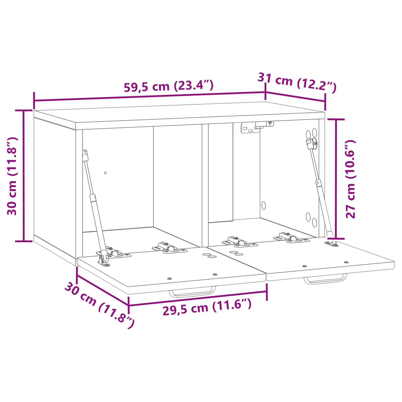 TV ormar za zid Zidne Dimljeni hrast 59,5 x 31 x 30 cm
