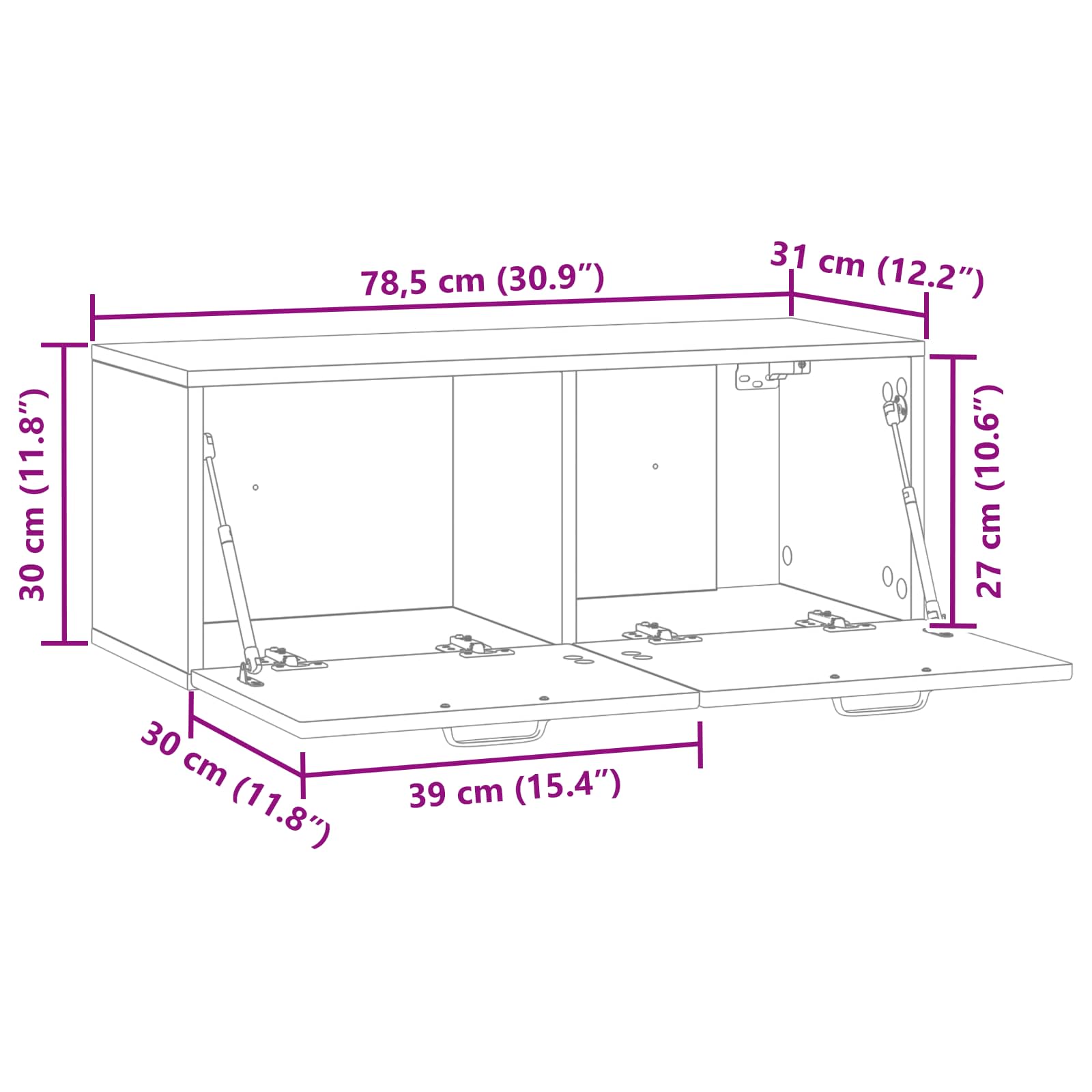 TV ormar za zid Zidne Betonska siva 78,5 x 31 x 30 cm