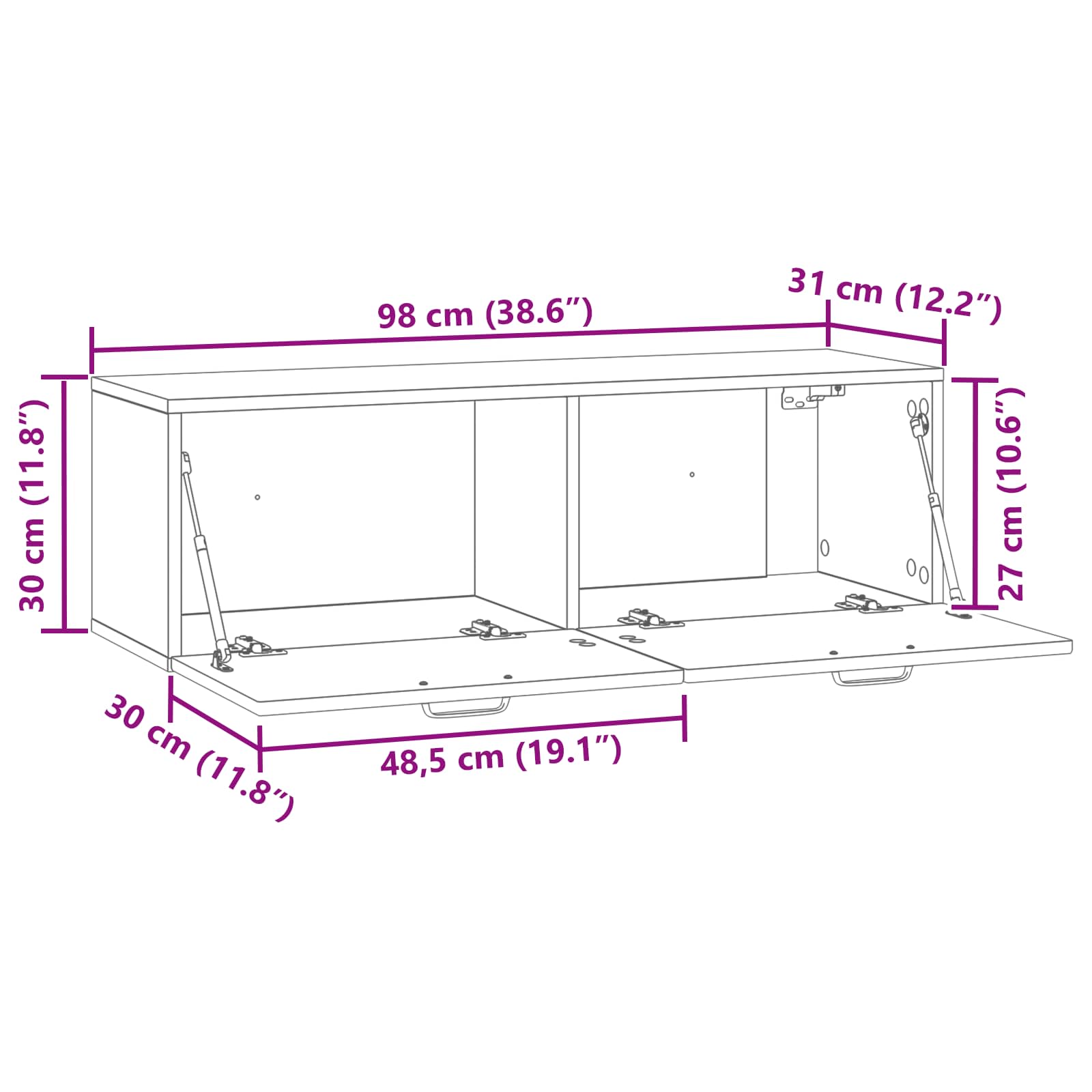 TV ormar za zid Zidne Dimljeni hrast 98 x 31 x 30 cm