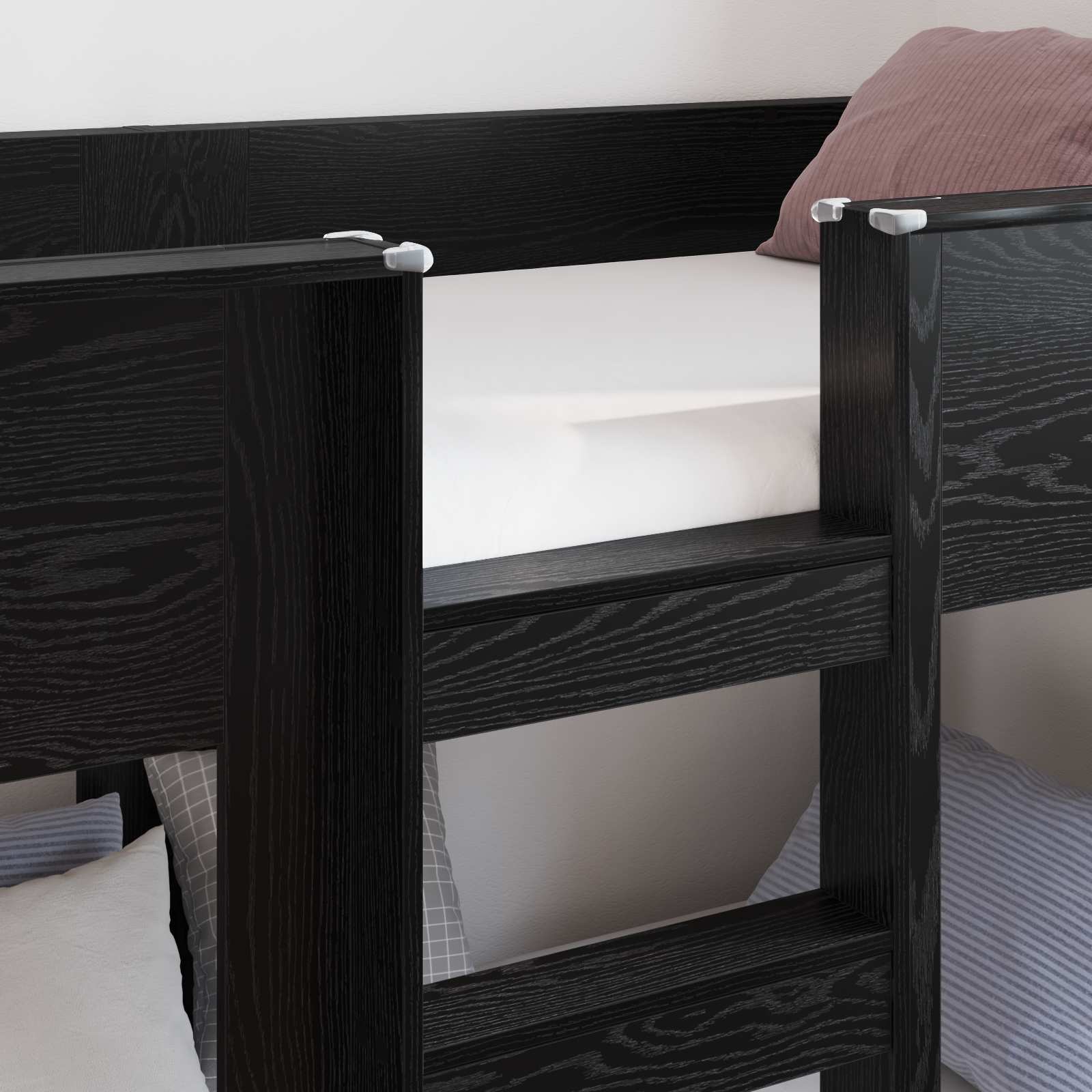Krevet na kat za djecu Crni hrast 90 x 200 cm Konstruirano drvo
