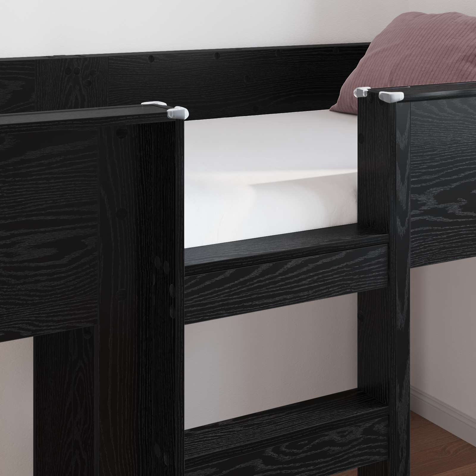 Krevet na kat za djecu Crni hrast 90 x 190 cm Konstruirano drvo