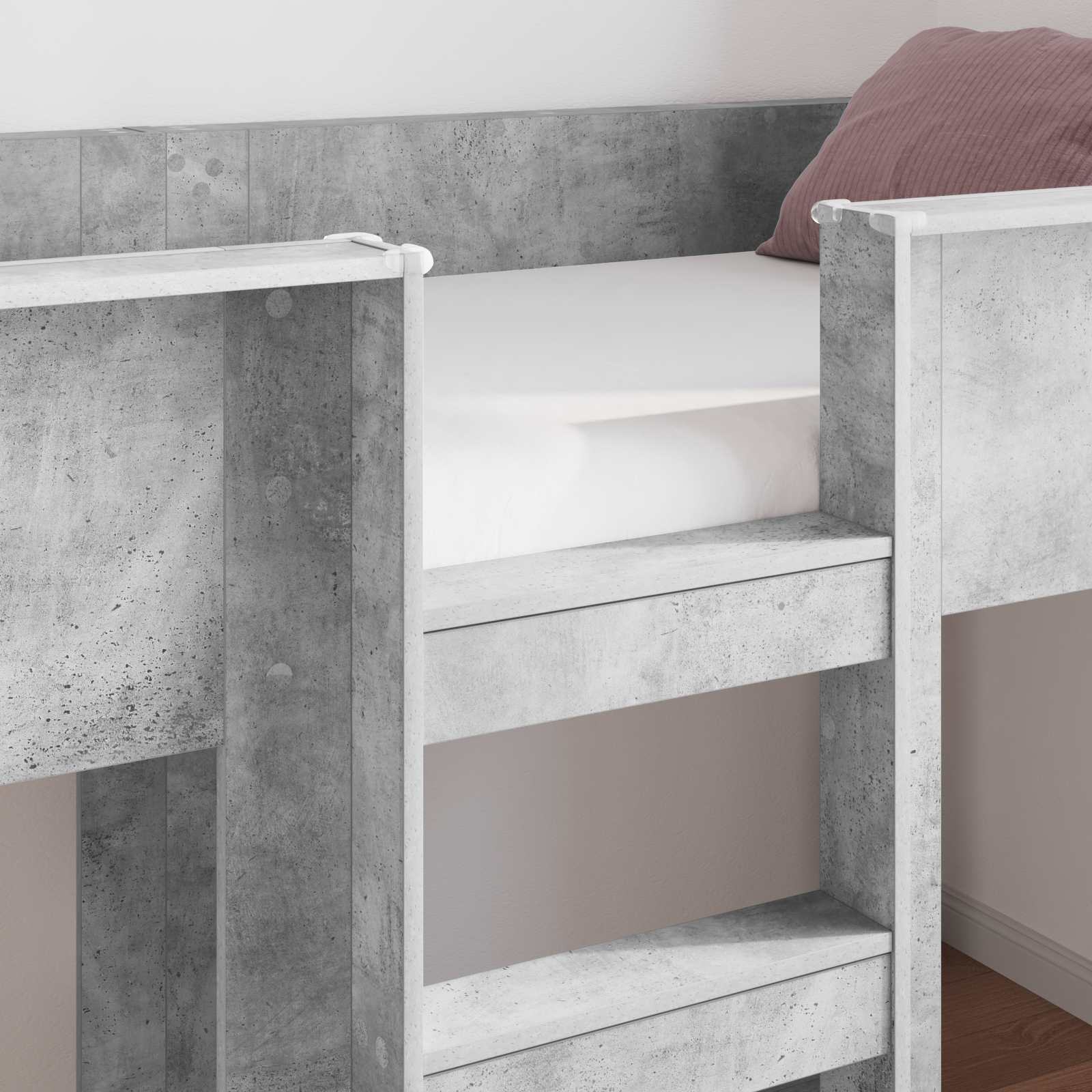 Krevet na kat za djecu s pohranom Betonski sivi 80 x 200 cm
