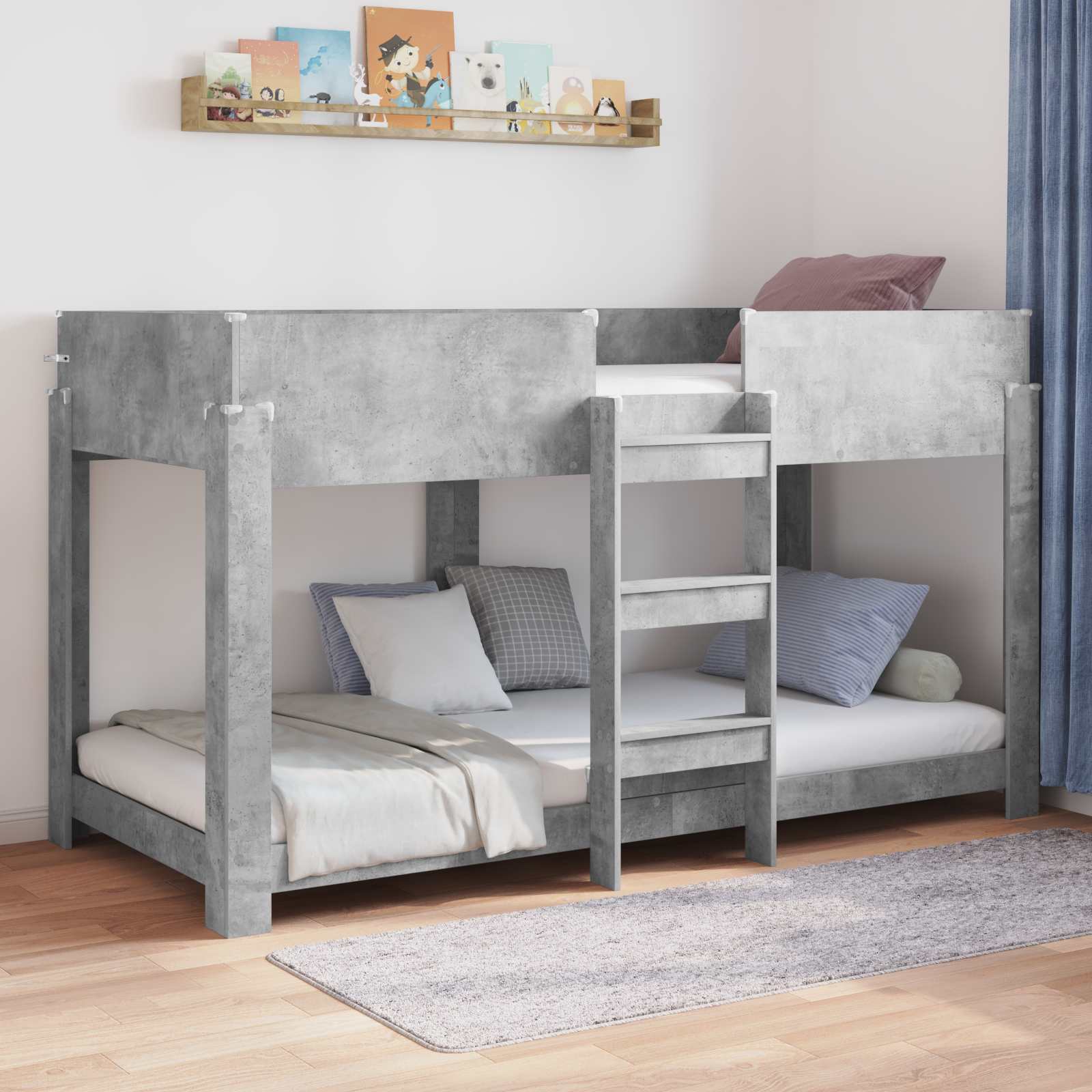 Krevet na kat za djecu Betonski sivi 90 x 200 cm