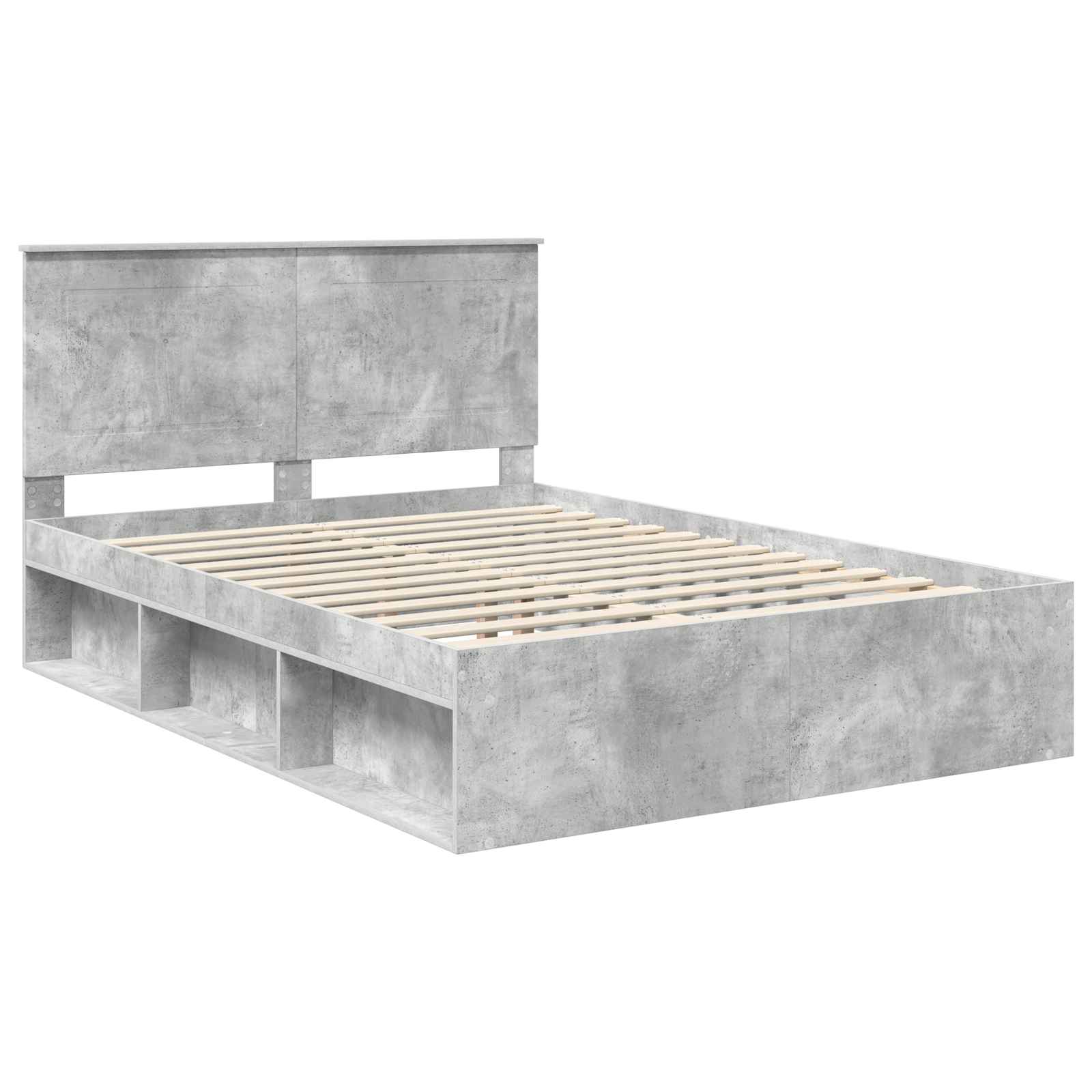 Krevetna konstrukcija Beton 140 x 190 cm Čvrsto borovo drvo