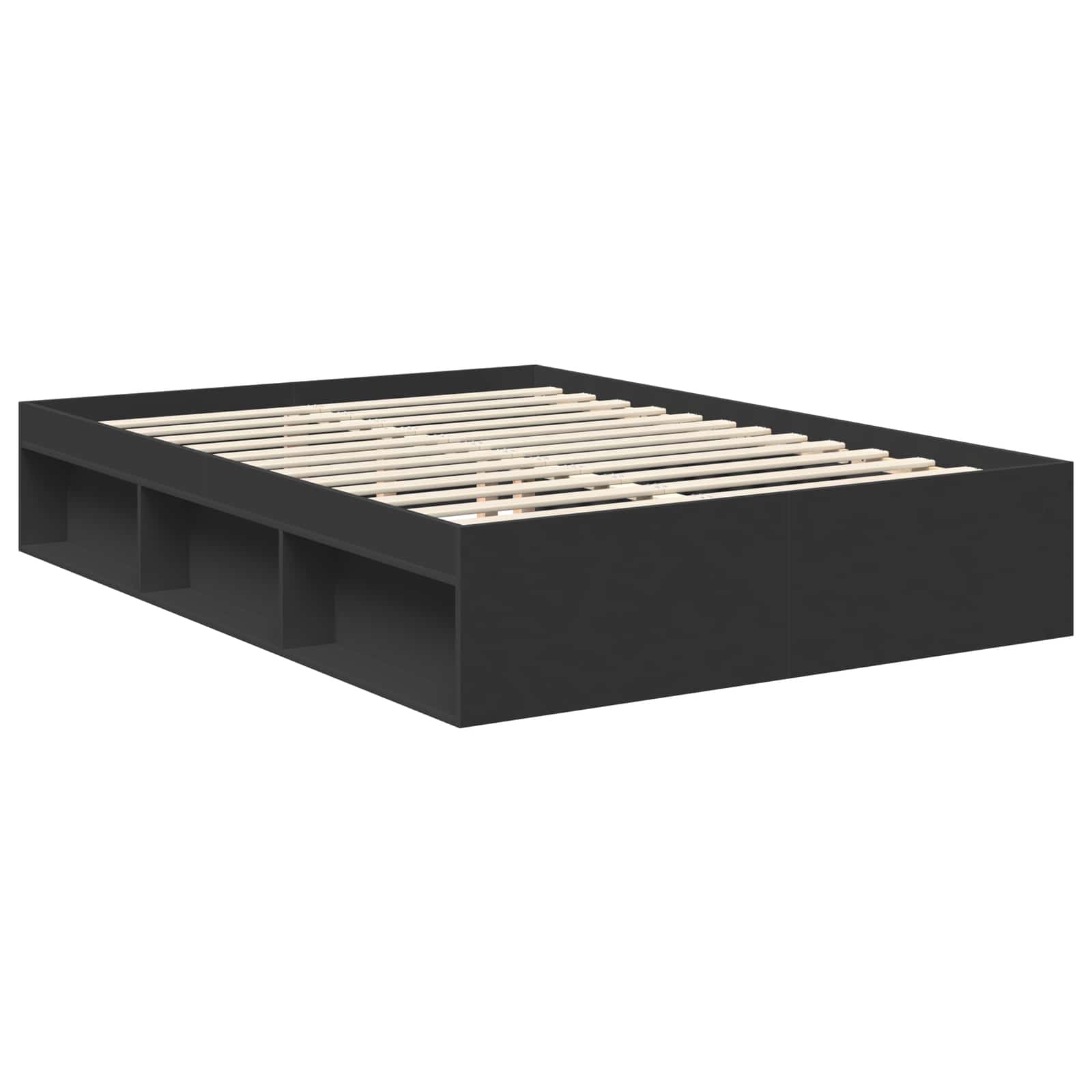 Krevetna konstrukcija Crna 135 x 190 cm Čvrsto borovo drvo