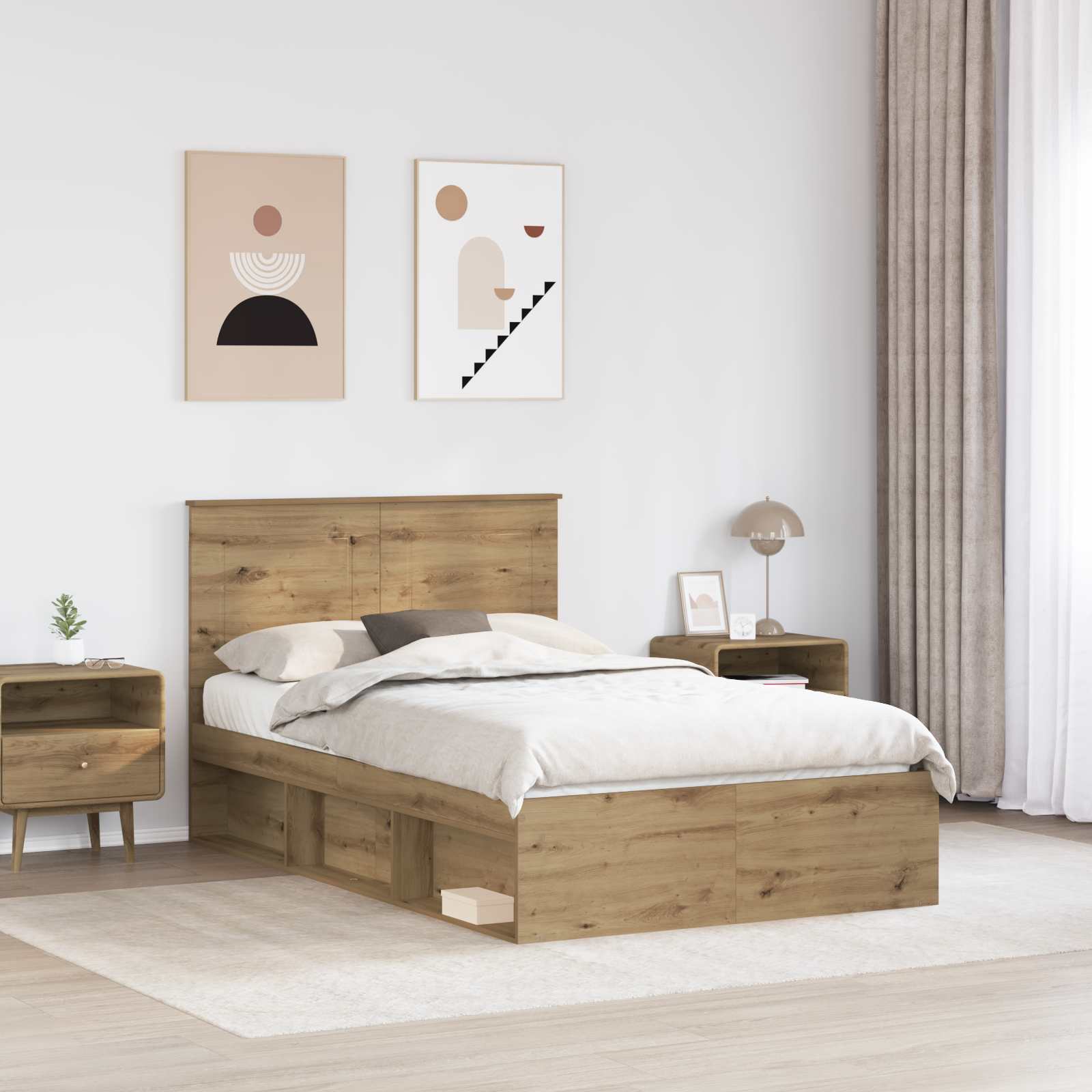 Krevetna konstrukcija Umjetnička hrastovina 120 x 200 cm