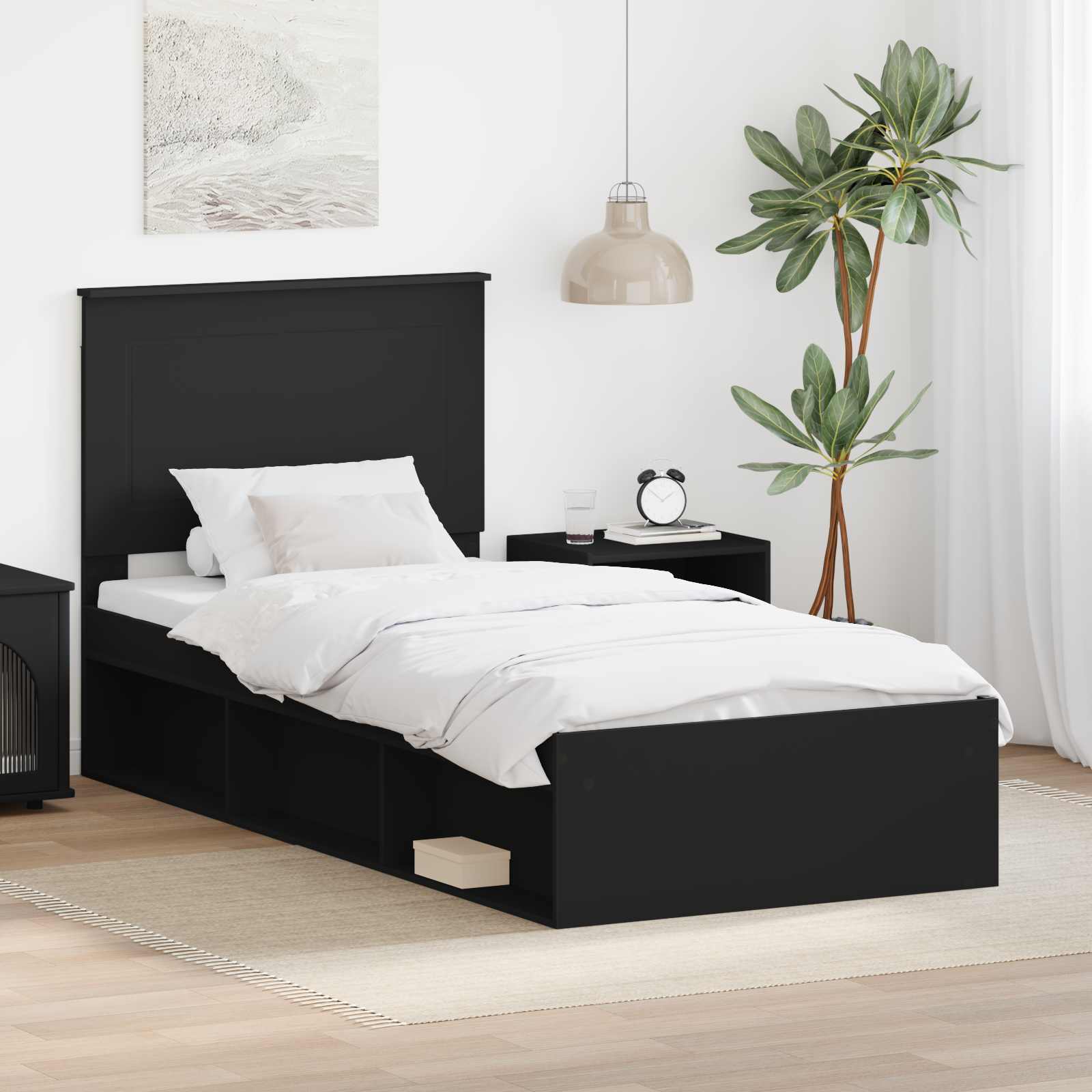 Krevetna konstrukcija Crna 100 x 200 cm Čvrsto borovo drvo