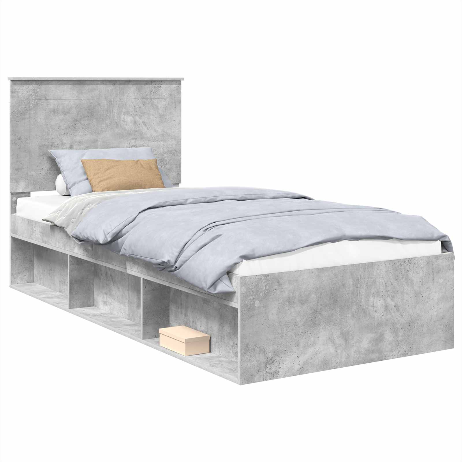Krevetna konstrukcija s uzglavljem Betonska siva 100 x 200 cm