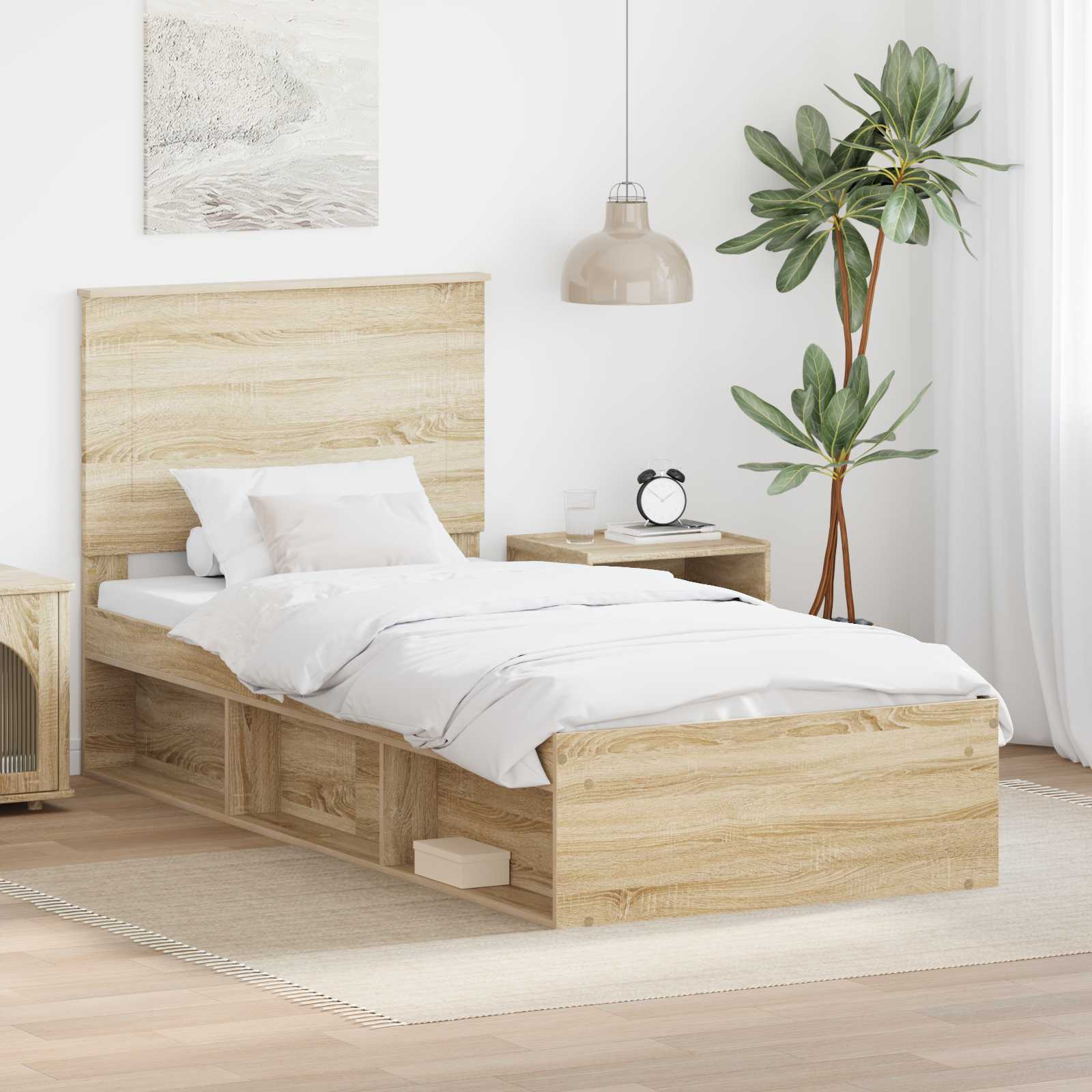 Krevetna konstrukcija s uzglavljem Sonoma hrast 75 x 190 cm