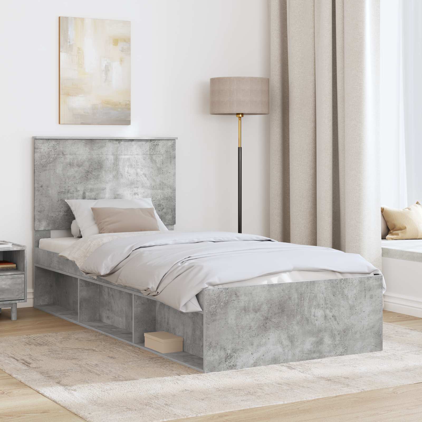 Krevetna konstrukcija s uzglavljem Betonska siva 75 x 190 cm