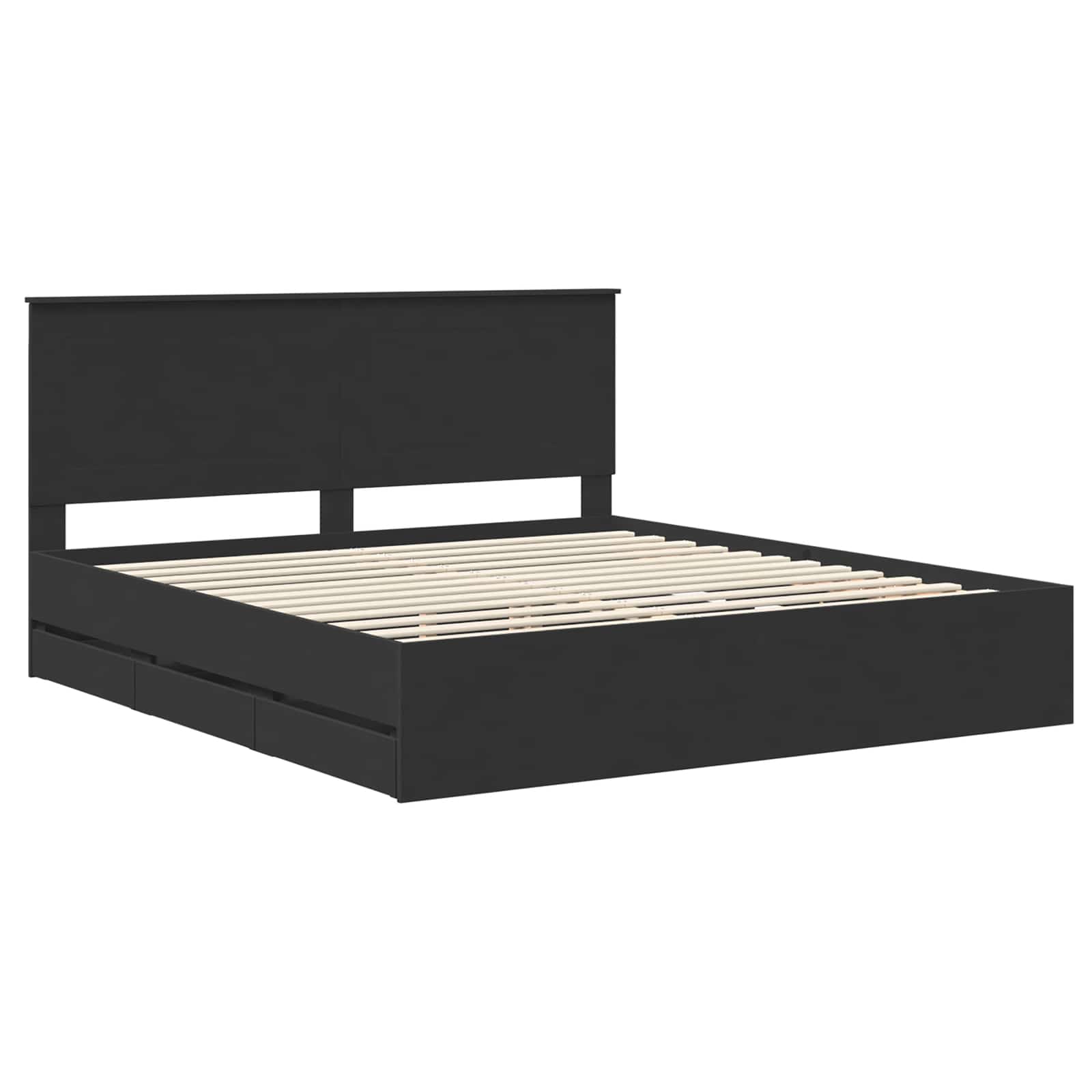 Krevetna konstrukcija Crna 200 x 200 cm Inženjersko Drvo