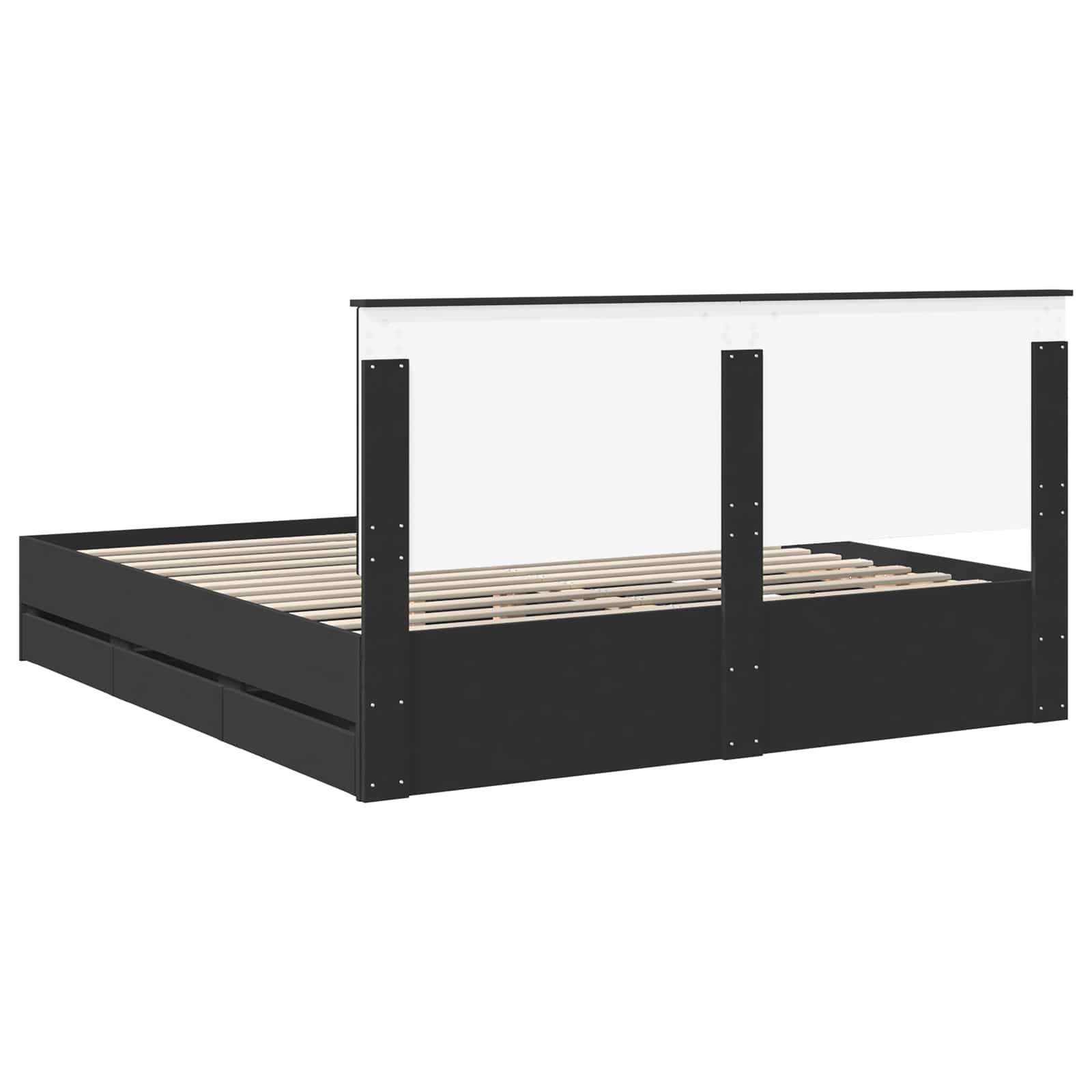 Krevetna konstrukcija Crna 200 x 200 cm Inženjersko Drvo