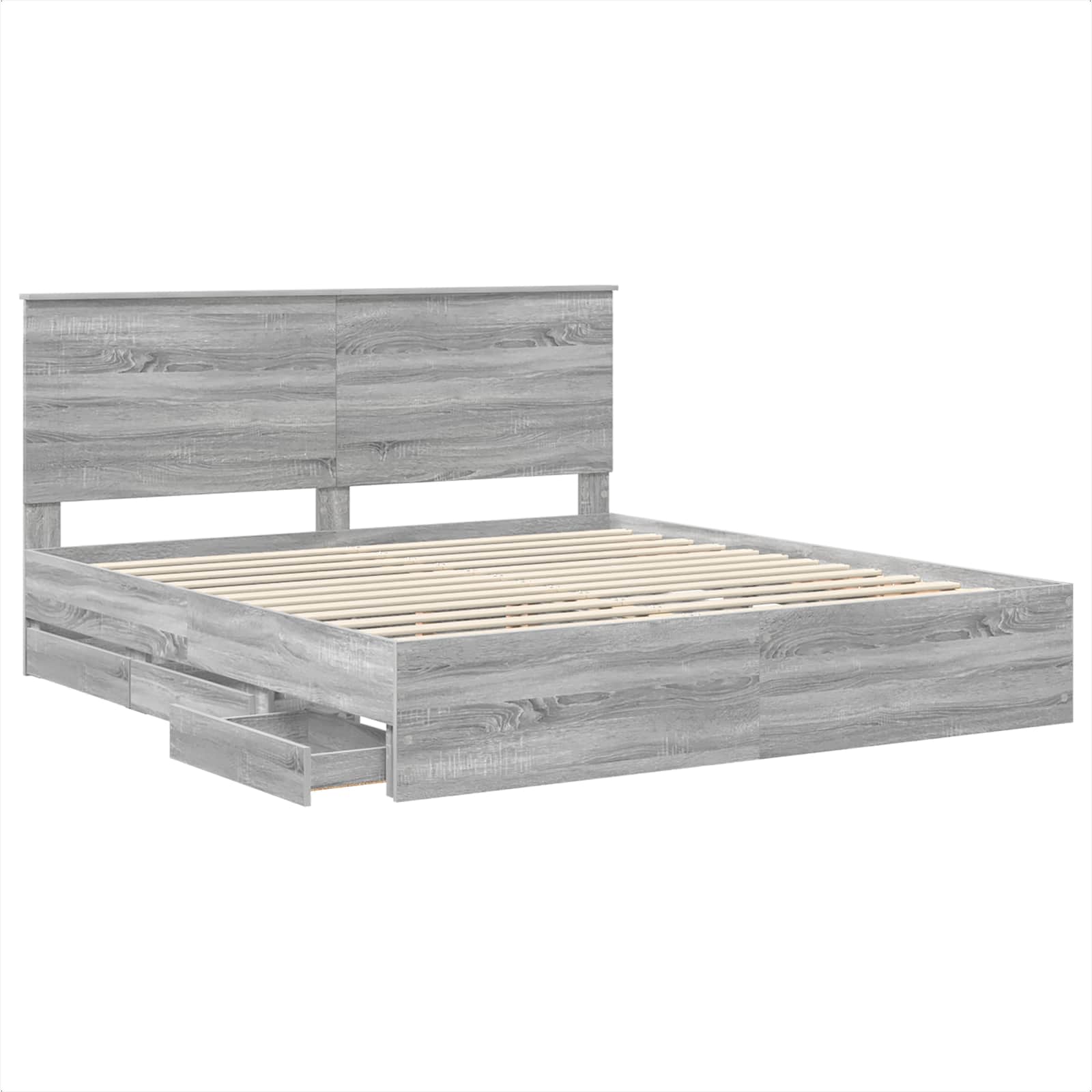 Krevetna konstrukcija Siva Sonoma 200 x 200 cm Inženjersko Drvo