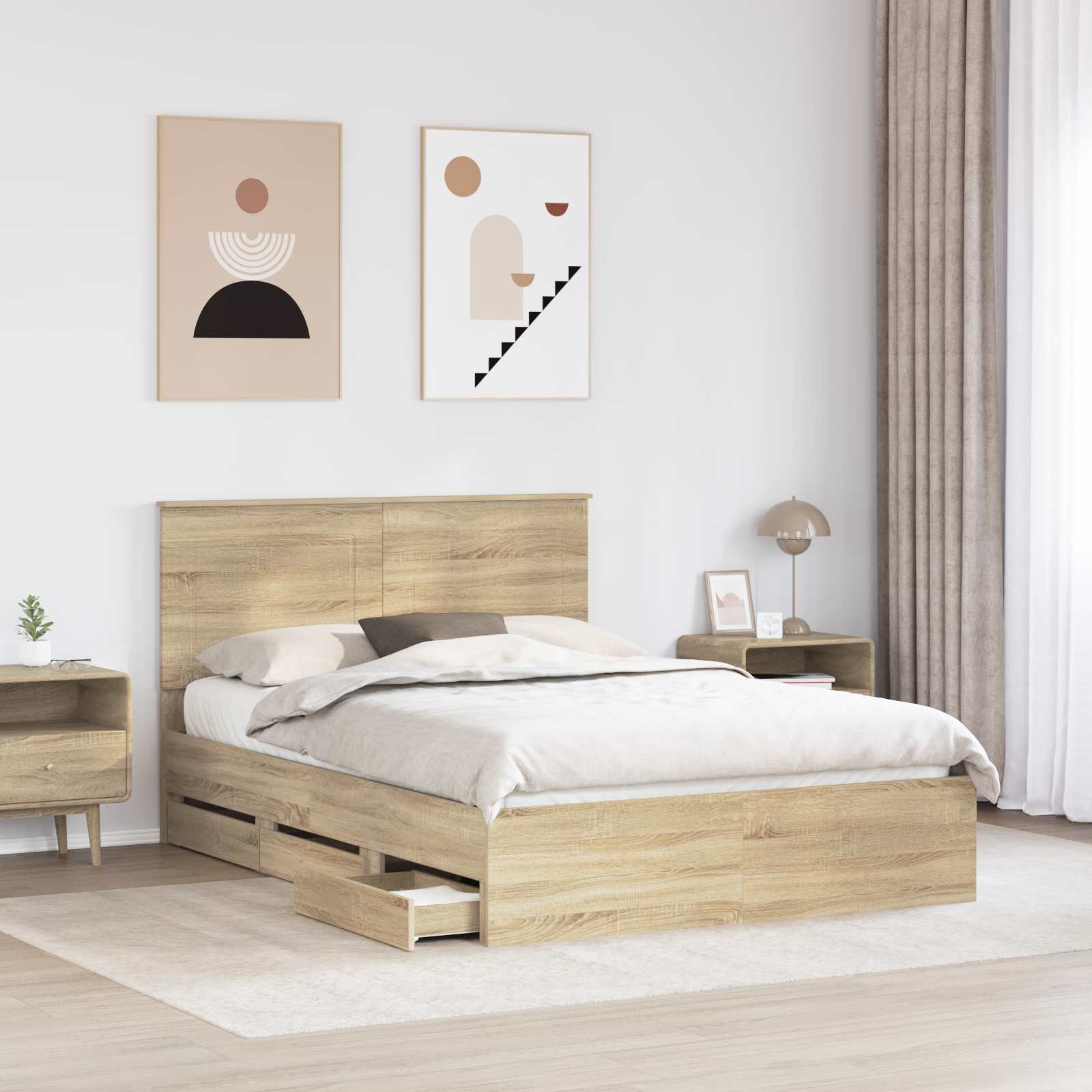 Krevetna konstrukcija s ladicama Sonoma hrast 160 x 200 cm