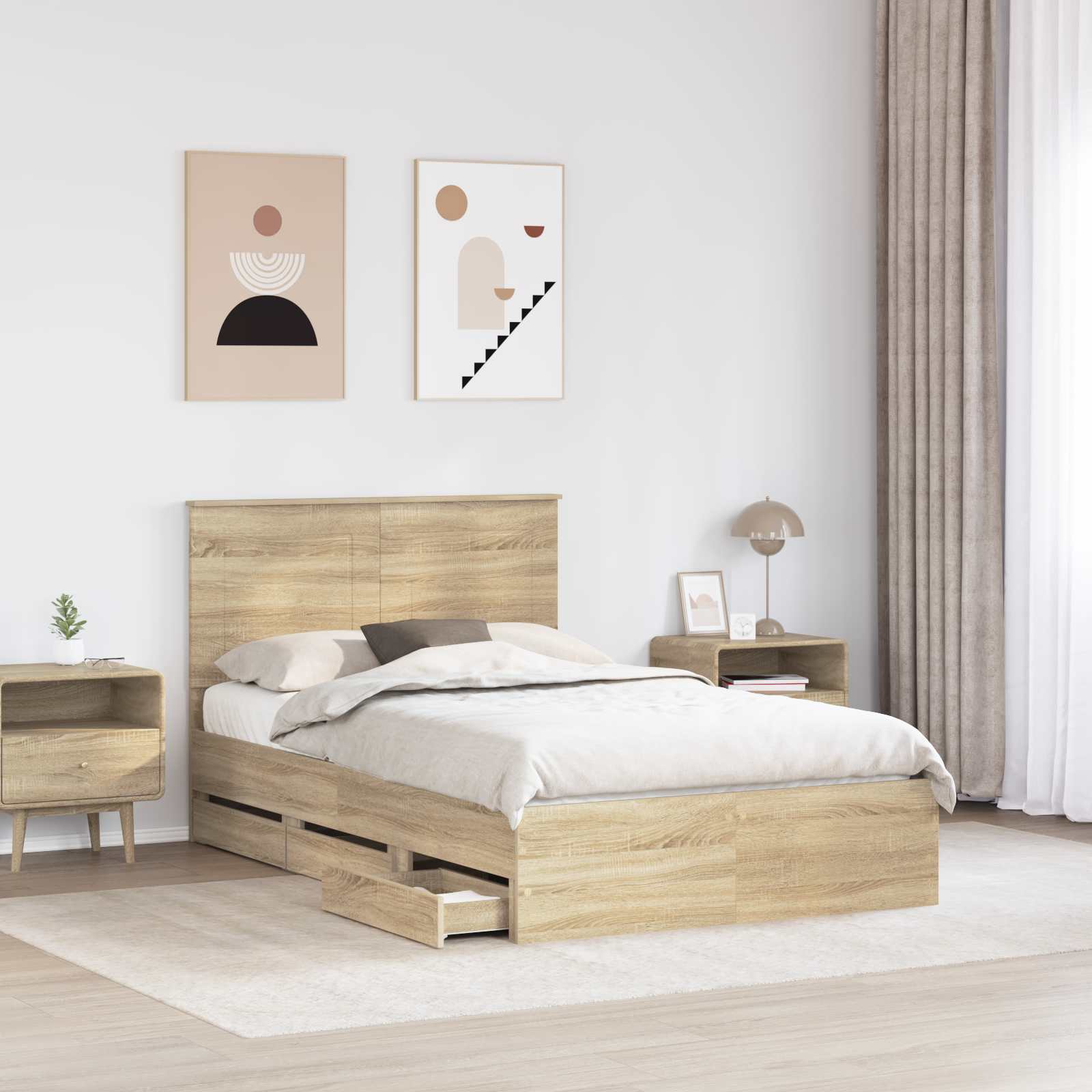 Krevetna konstrukcija s ladicama Sonoma hrast 120 x 200 cm