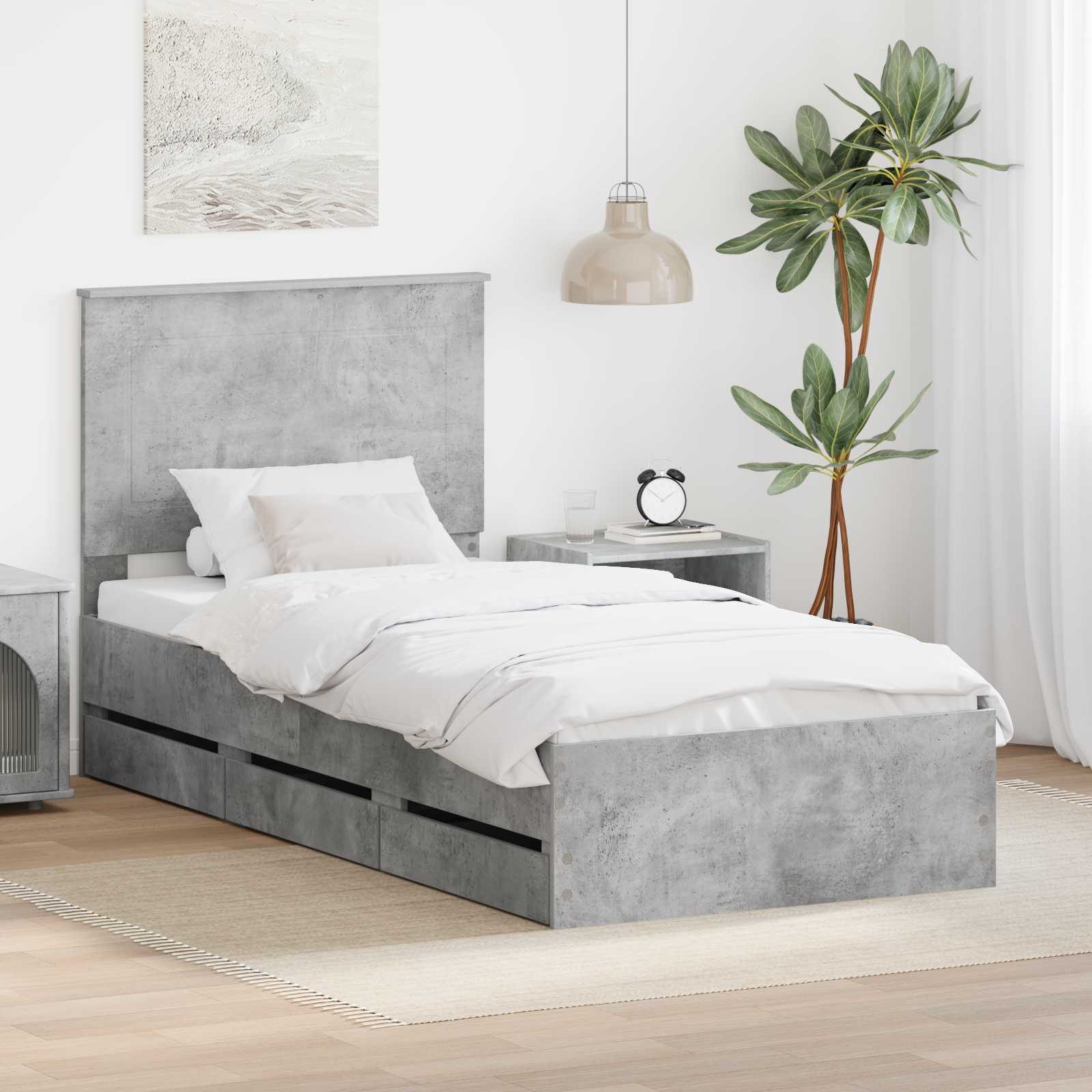 Krevetna konstrukcija s ladicama Betonski sivi 75 x 190 cm