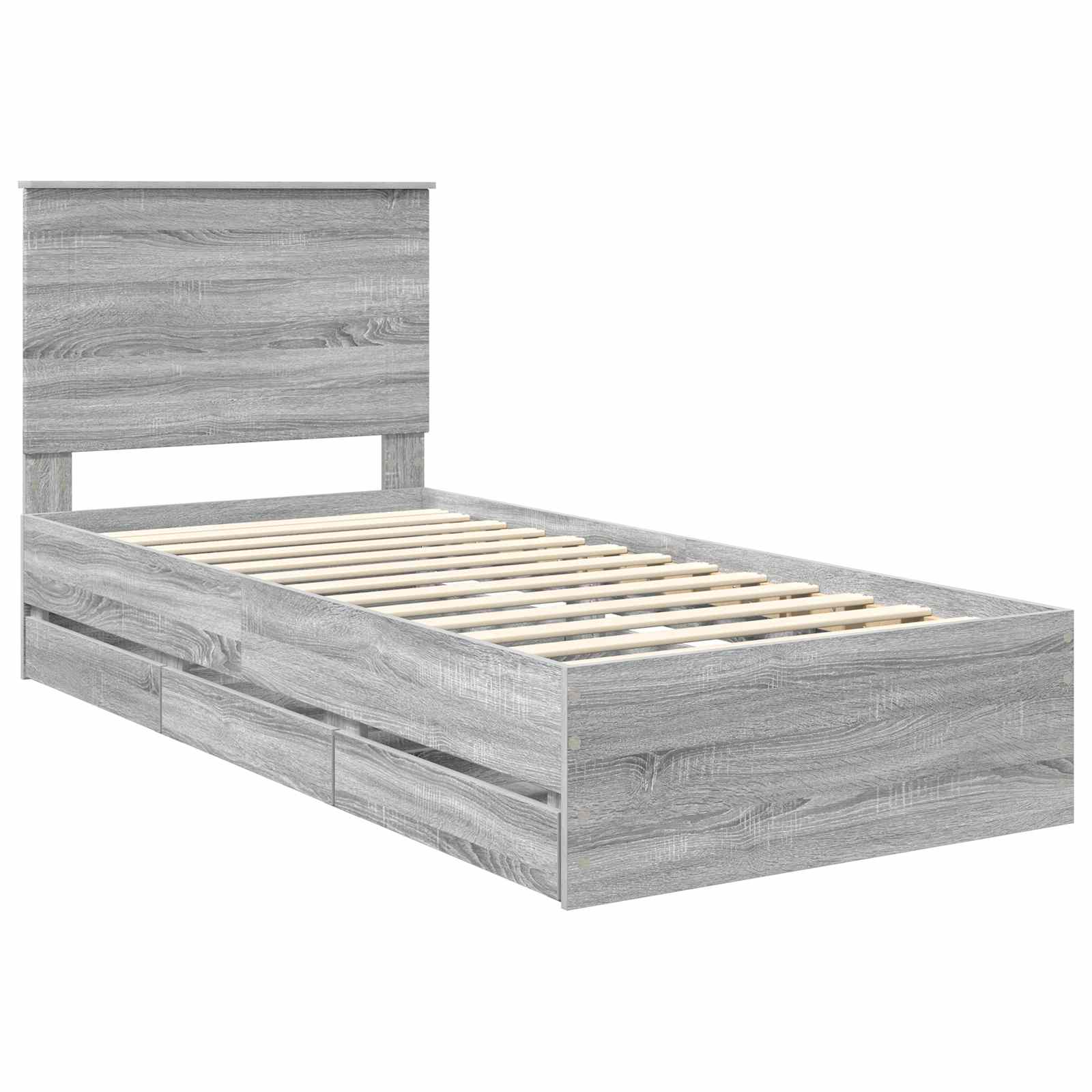 Krevetna konstrukcija Siva Sonoma 75 x 190 cm Inženjersko Drvo