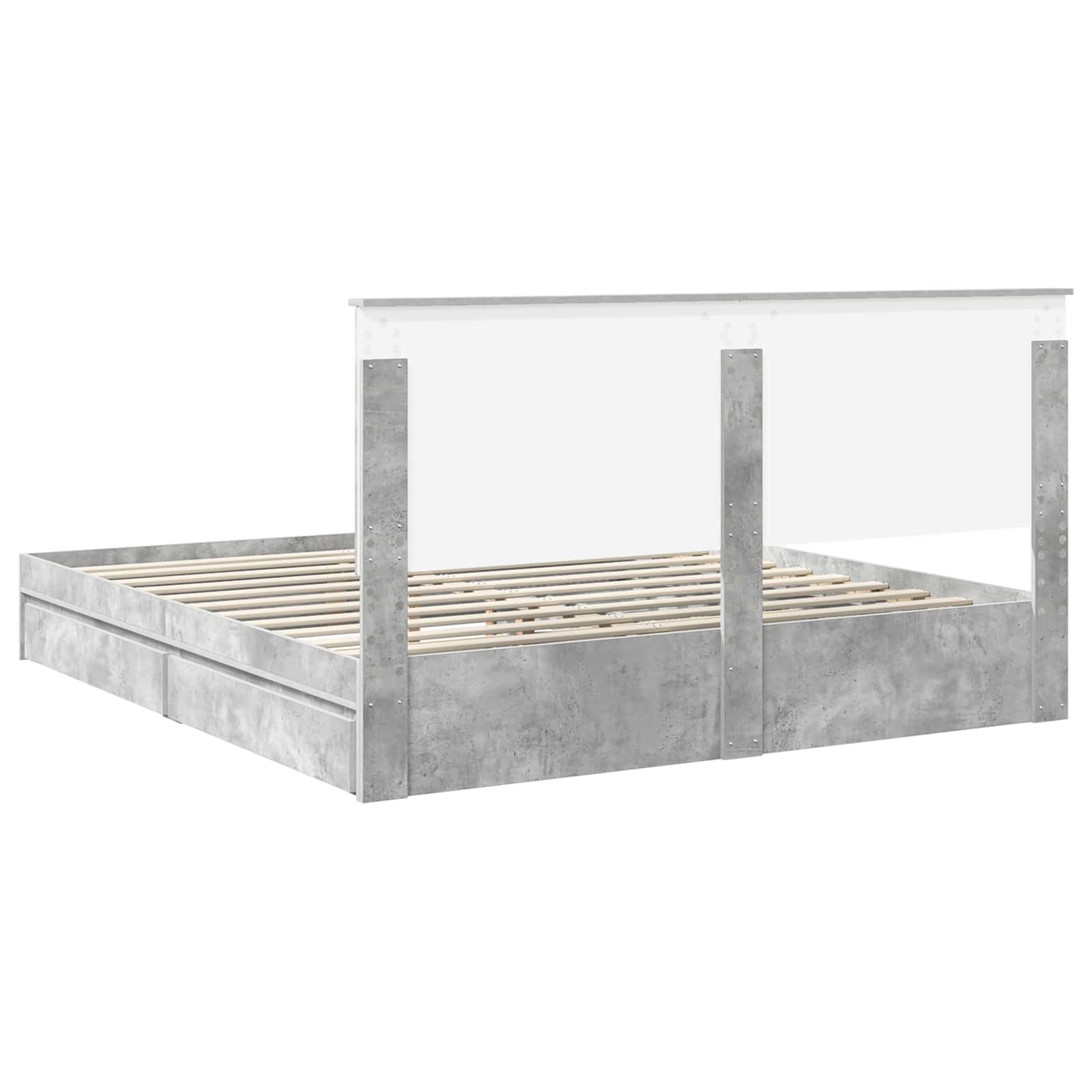 Krevet s od storage s uzglavljem Betonski sivi 200 x 200 cm