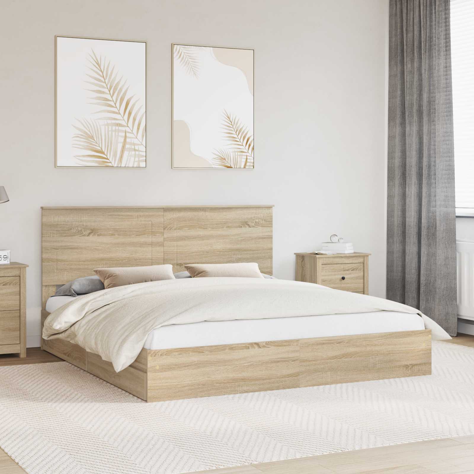 Krevet s od storage Sonoma hrast 180 x 200 cm Konstruirano drvo