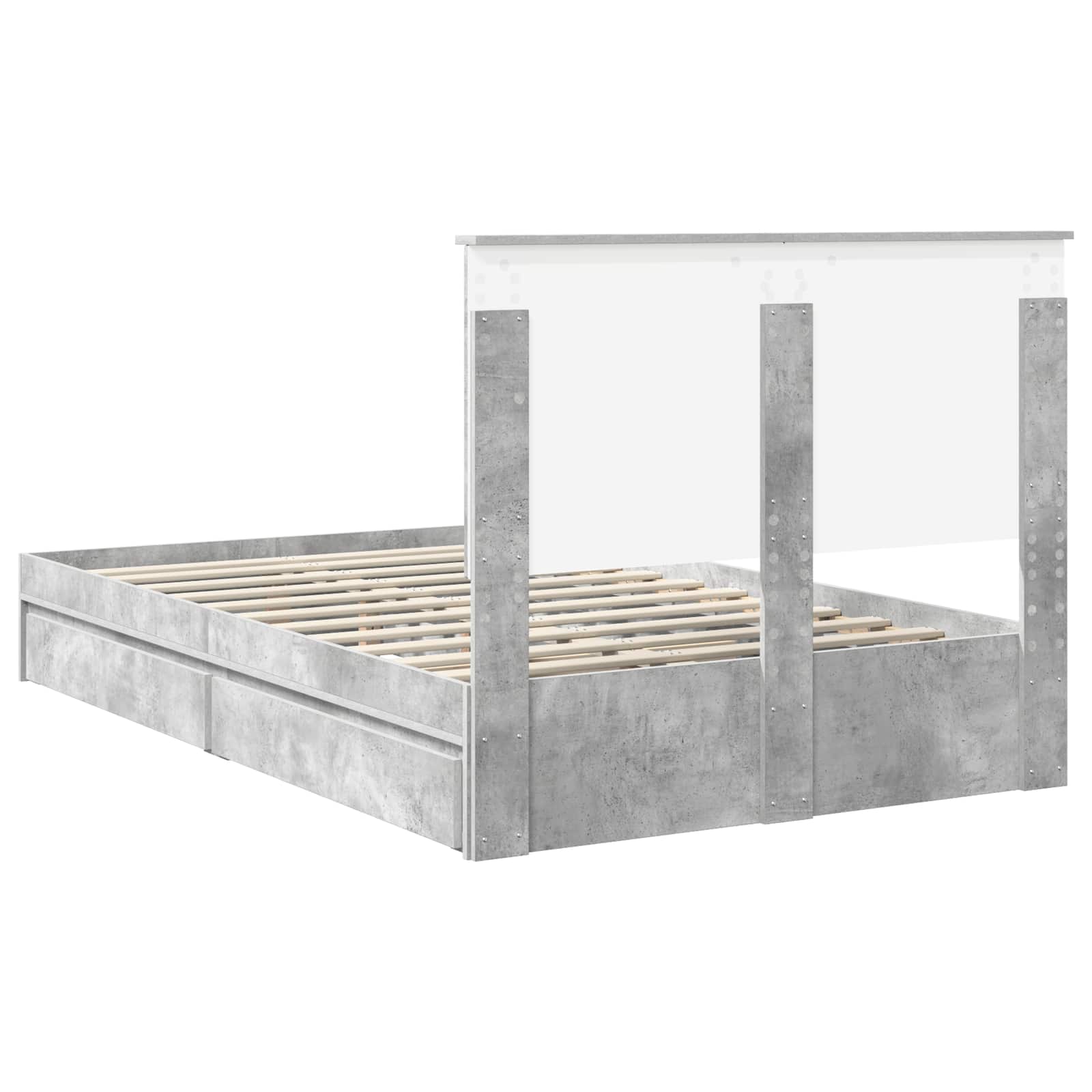 Krevet s od storage s uzglavljem Betonski sivi 135 x 190 cm