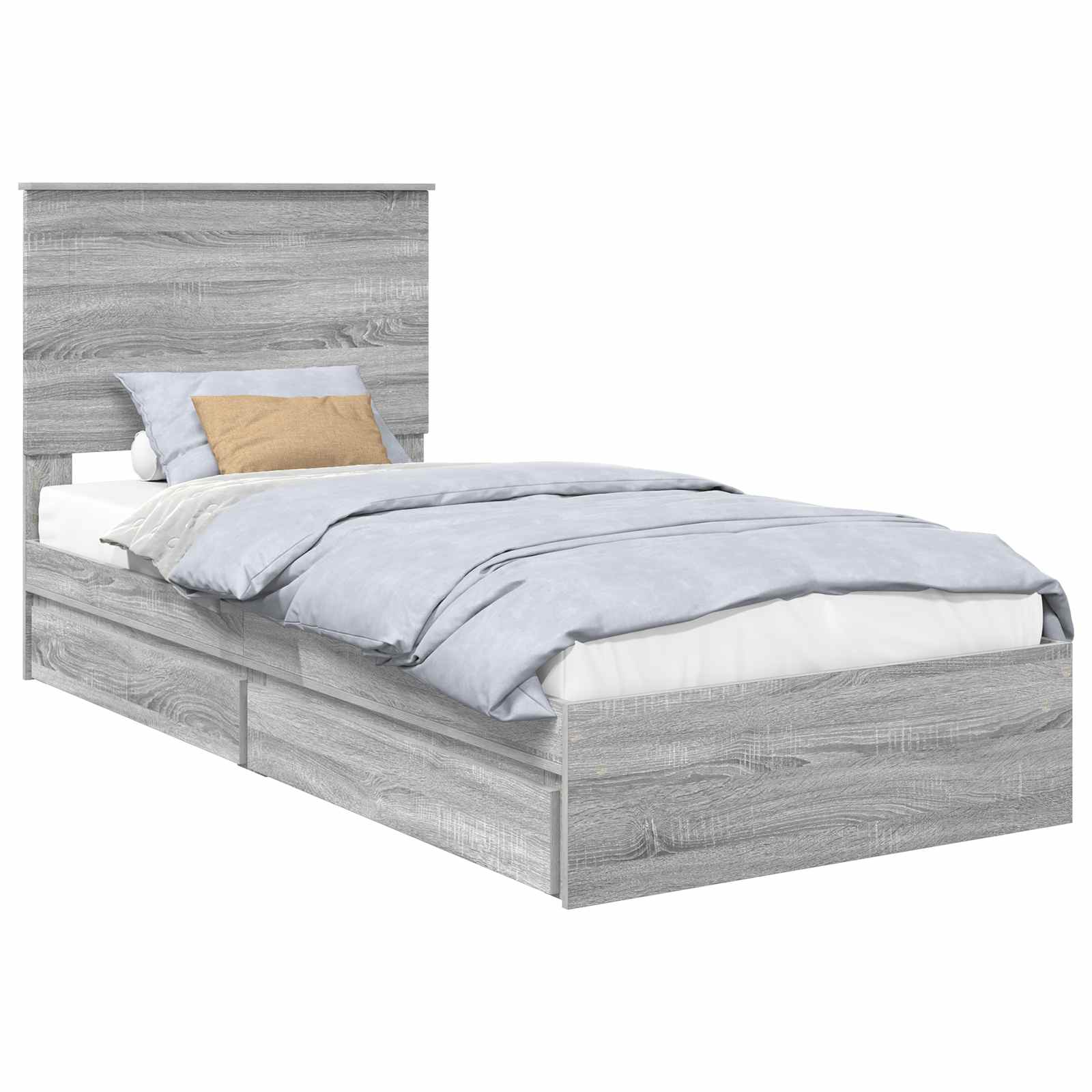 Krevet s od storage Siva Sonoma 100 x 200 cm Konstruirano drvo
