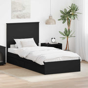 Krevet s od storage Crna 90 x 190 cm Konstruirano drvo