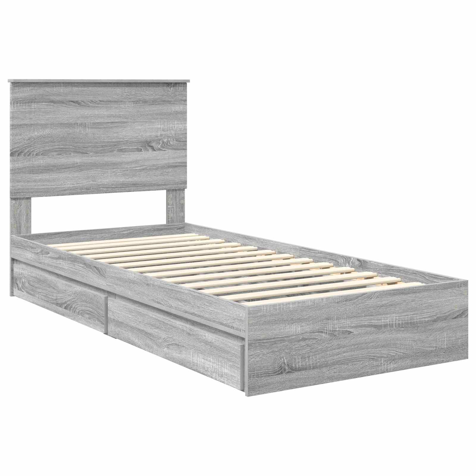 Krevet s od storage Siva Sonoma 90 x 190 cm Konstruirano drvo