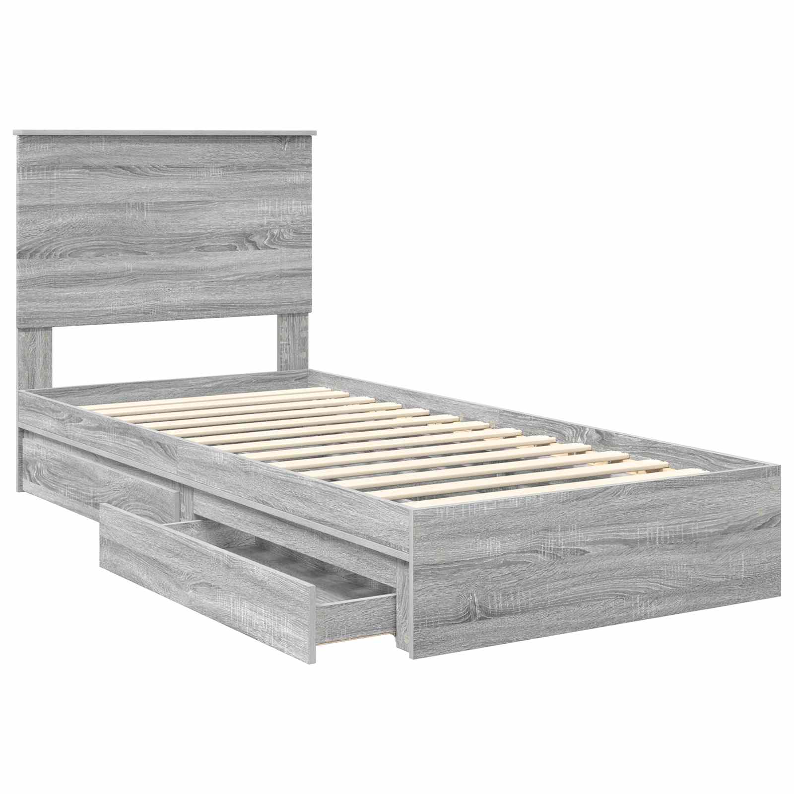 Krevet s od storage Siva Sonoma 90 x 190 cm Konstruirano drvo