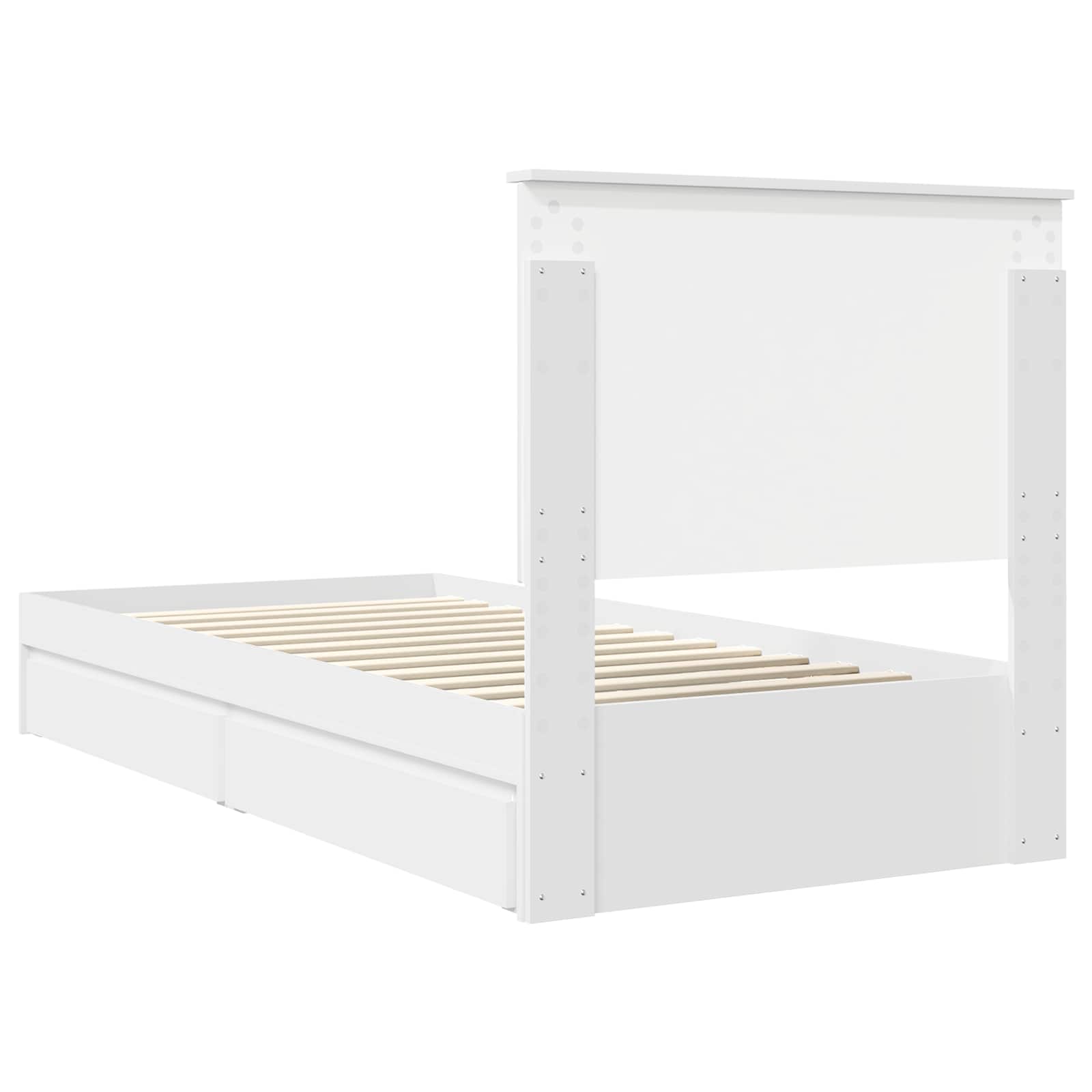 Krevet s od storage Bijelo 75 x 190 cm Konstruirano drvo