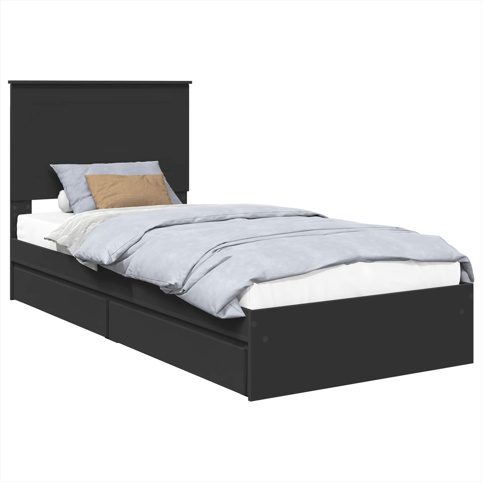 Krevet s od storage Crna 75 x 190 cm Konstruirano drvo