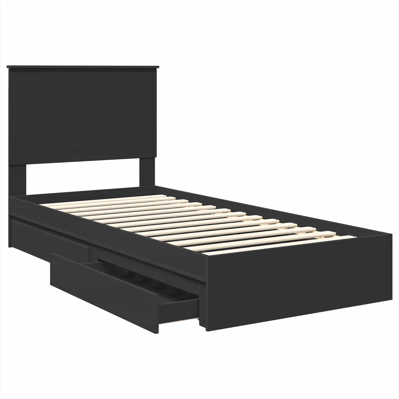 Krevet s od storage Crna 75 x 190 cm Konstruirano drvo