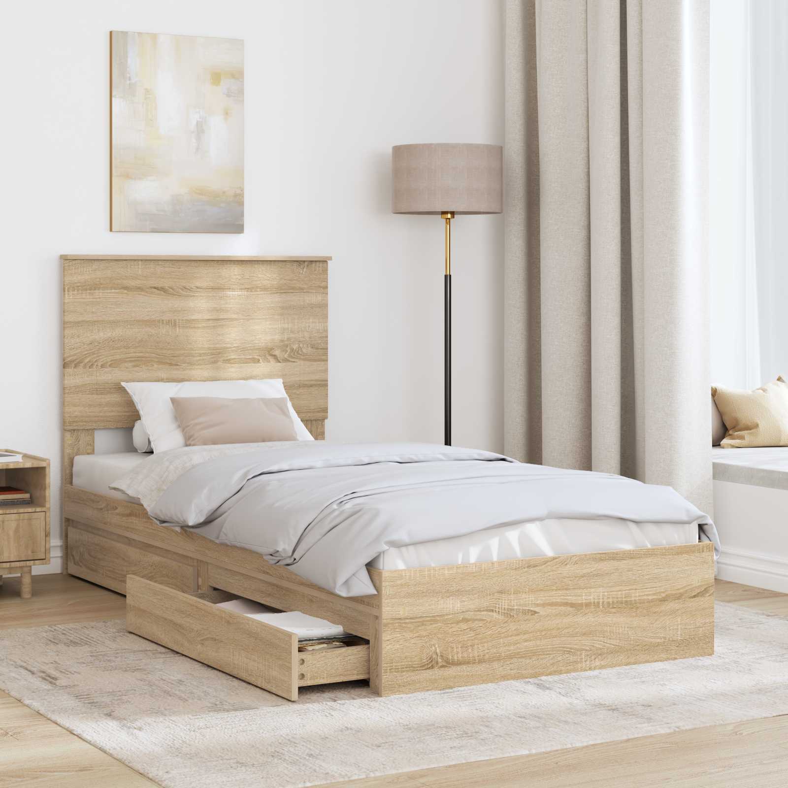 Krevet s od storage Sonoma hrast 75 x 190 cm Konstruirano drvo