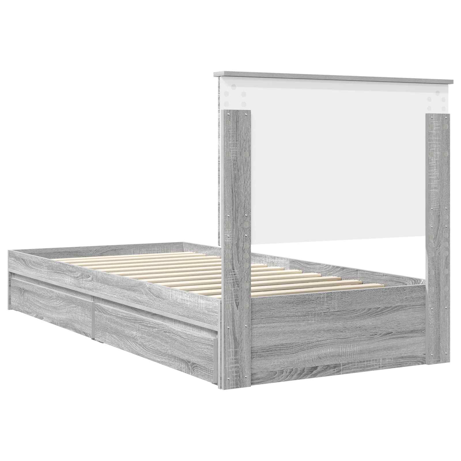 Krevet s od storage Siva Sonoma 75 x 190 cm Konstruirano drvo