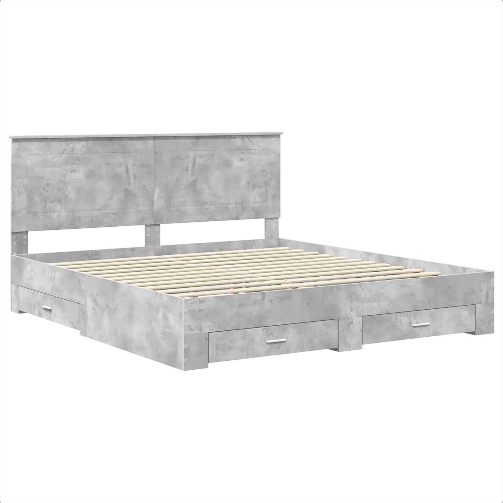 Krevetna konstrukcija s uzglavljem Betonski sivi 200 x 200 cm