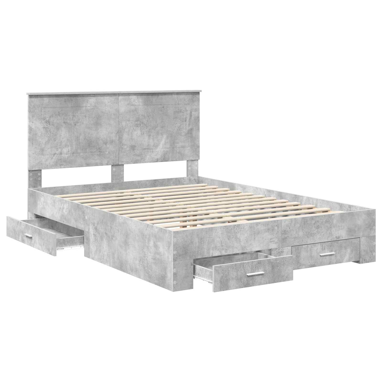 Krevetna konstrukcija s uzglavljem Betonski sivi 140 x 190 cm