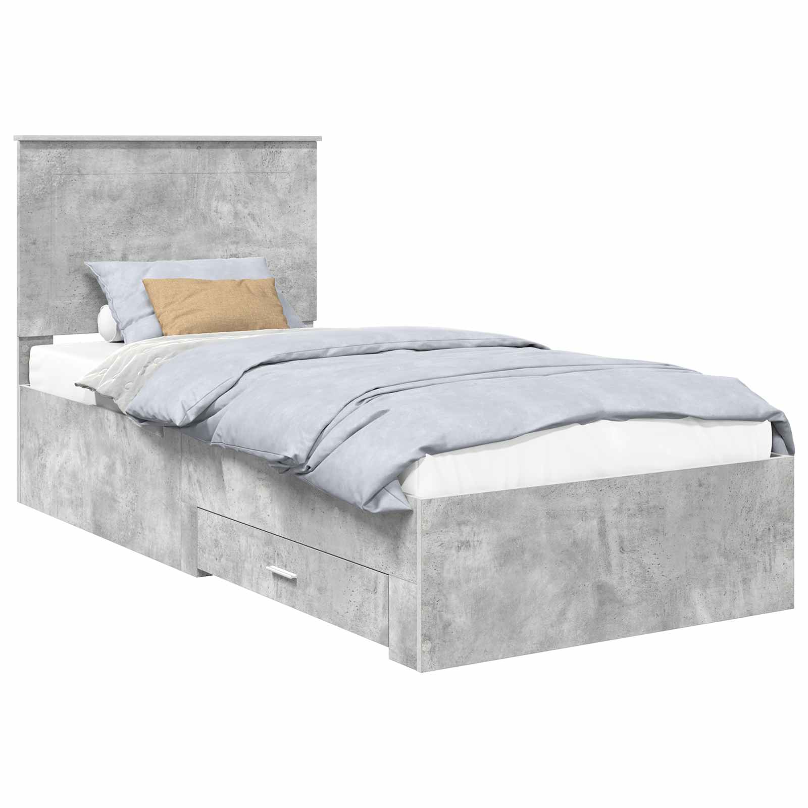 Krevetna konstrukcija s uzglavljem Betonski sivi 90 x 200 cm