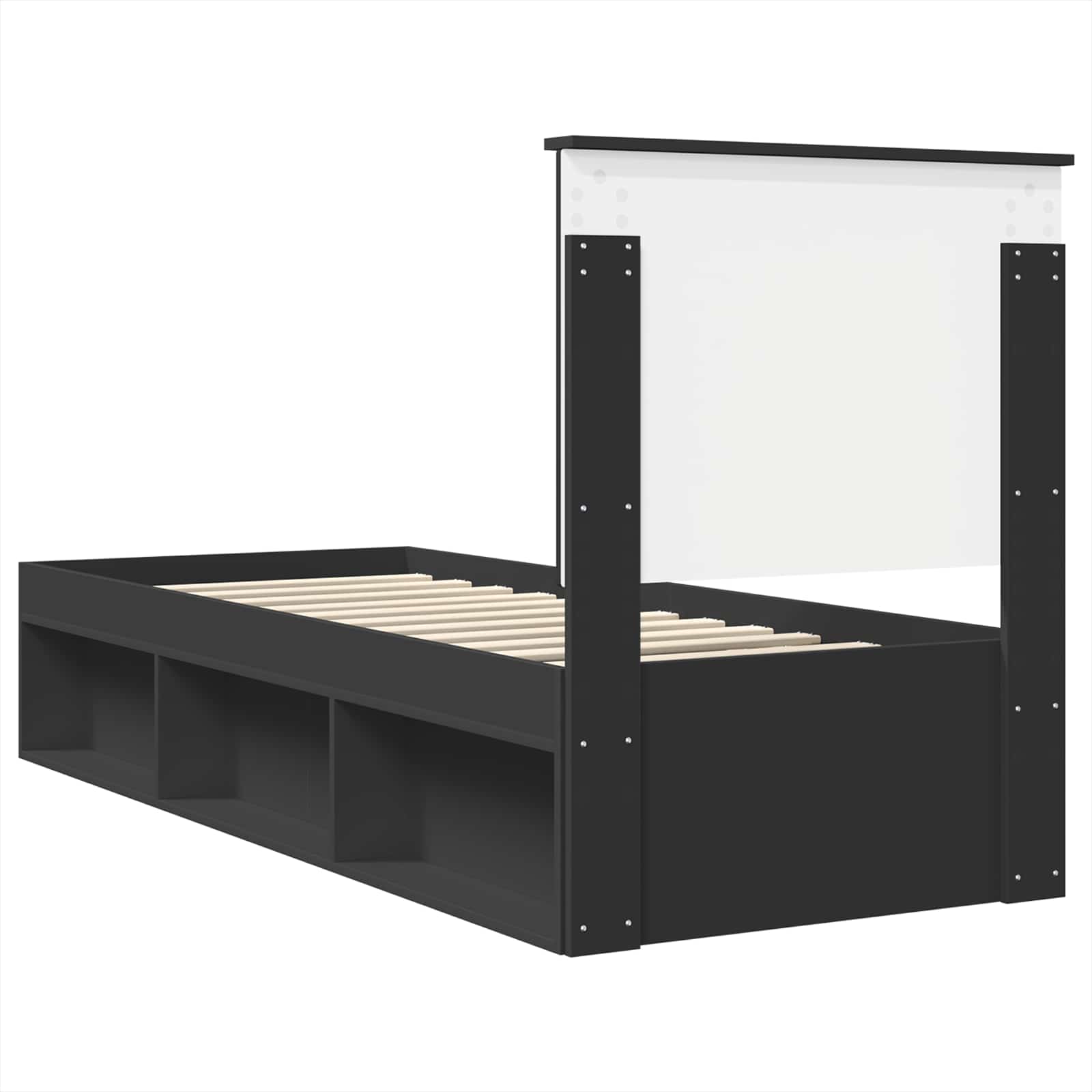 Krevetna konstrukcija s uzglavljem Crna i srebrna 75 x 190 cm