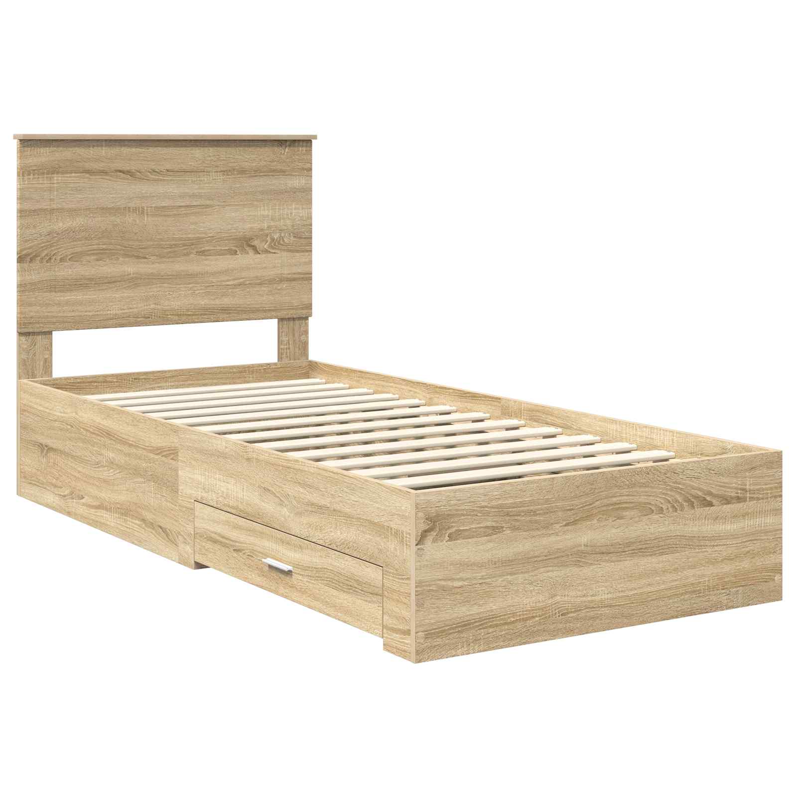 Krevetna konstrukcija Sonoma hrast i srebrna 75 x 190 cm