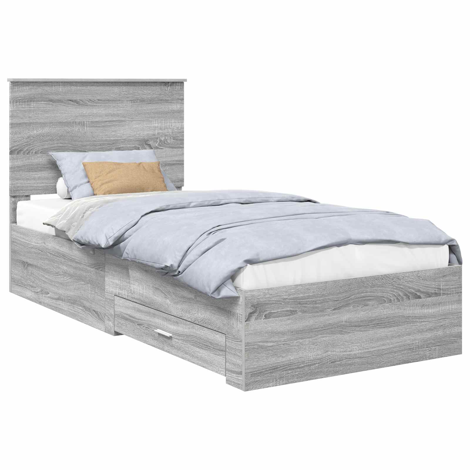 Krevetna konstrukcija Sivi Sonoma i srebrna 75 x 190 cm