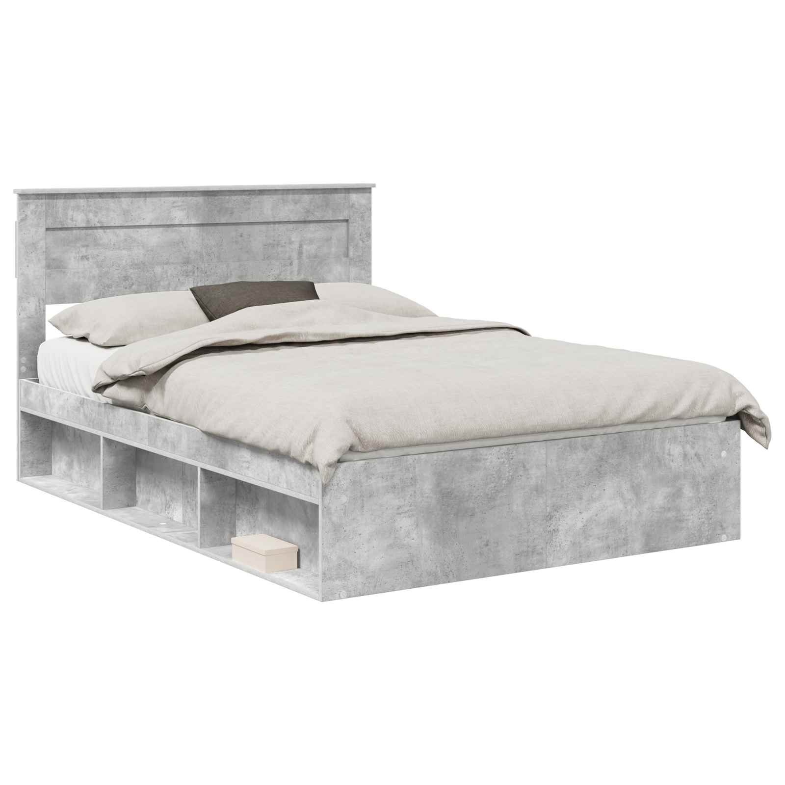 Krevetna konstrukcija Beton 140 x 190 cm Čvrsto borovo drvo