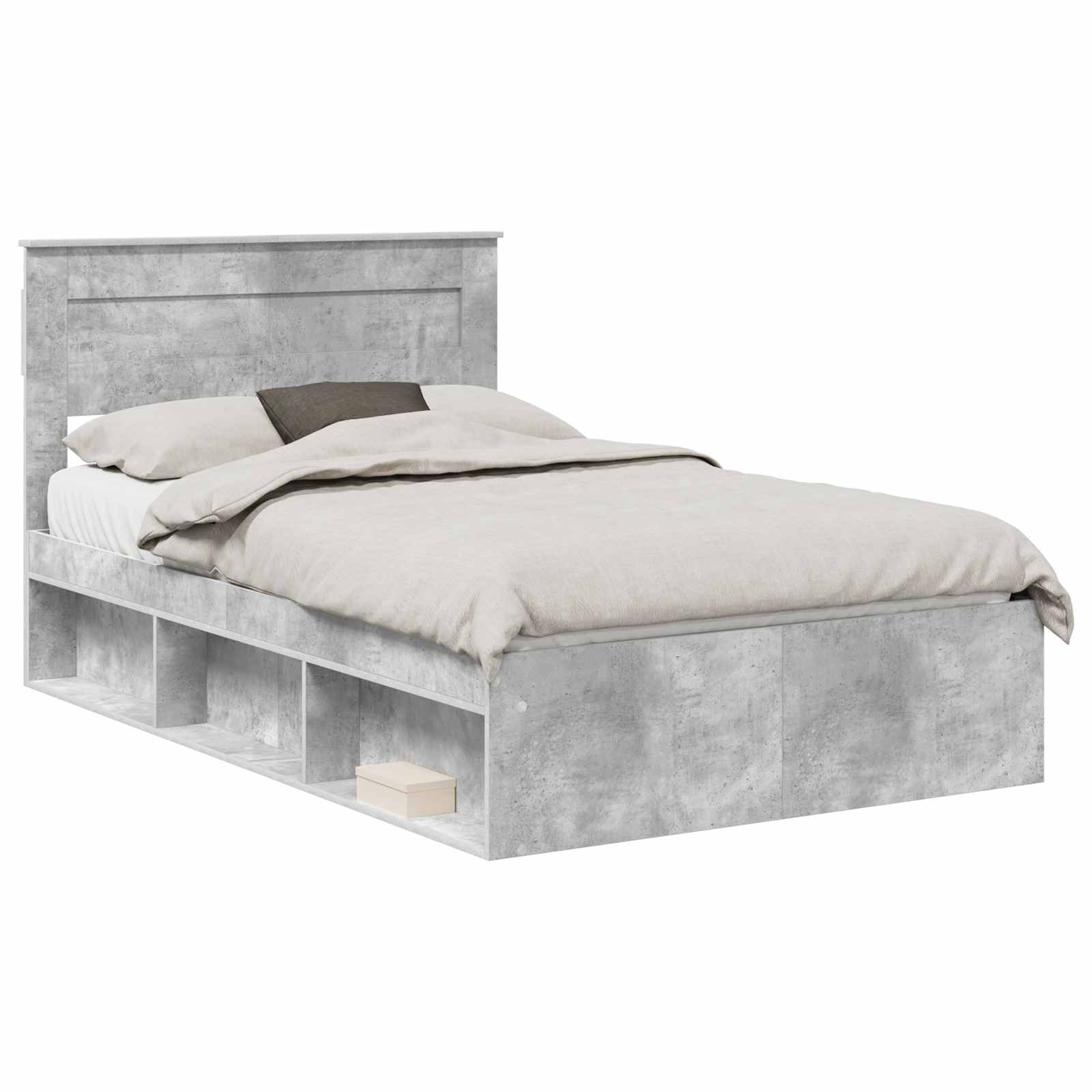 Krevetna konstrukcija s uzglavljem Betonska siva 135 x 190 cm